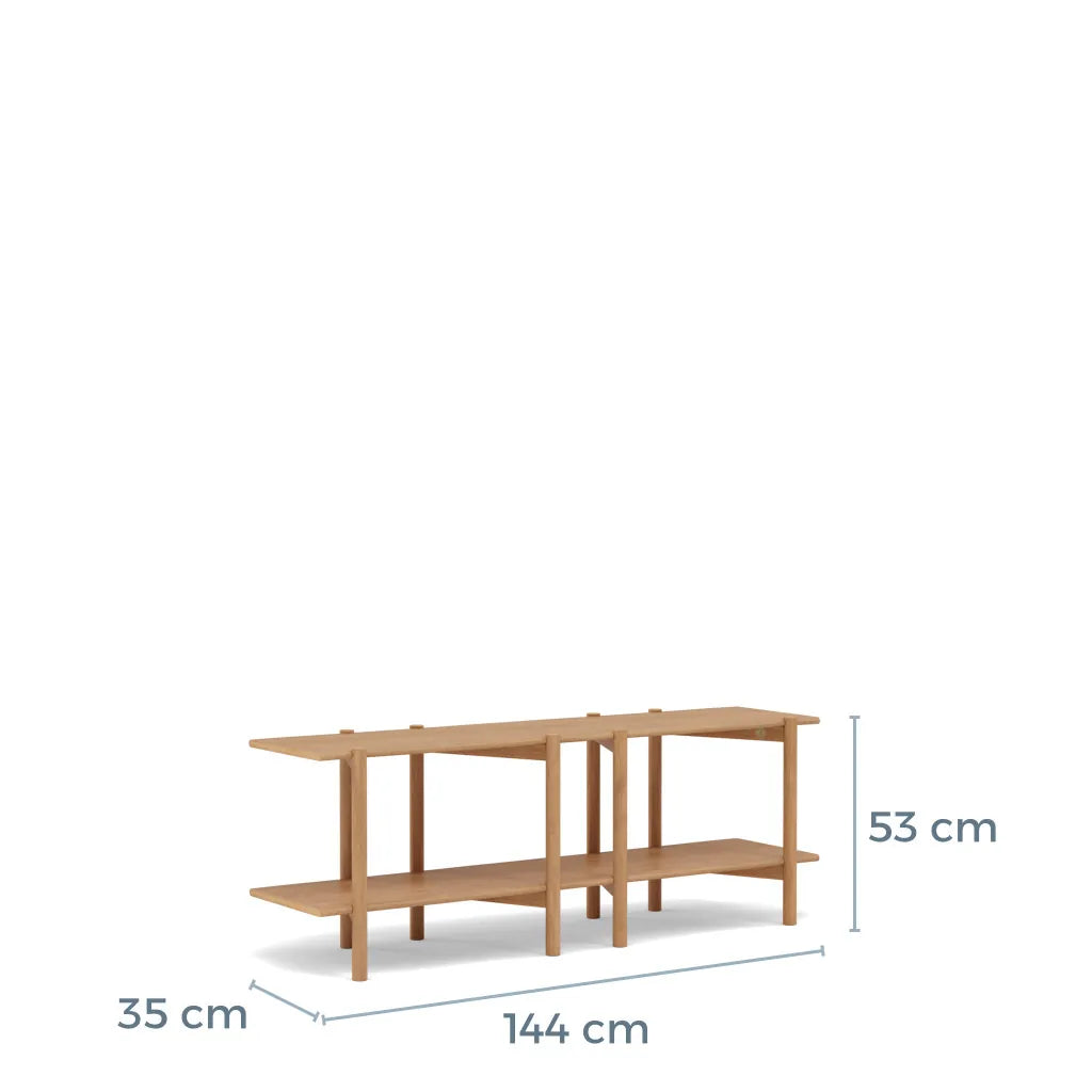 Olivia Modular Shelf Double 144 x 35 x 52cm Solid American Oak