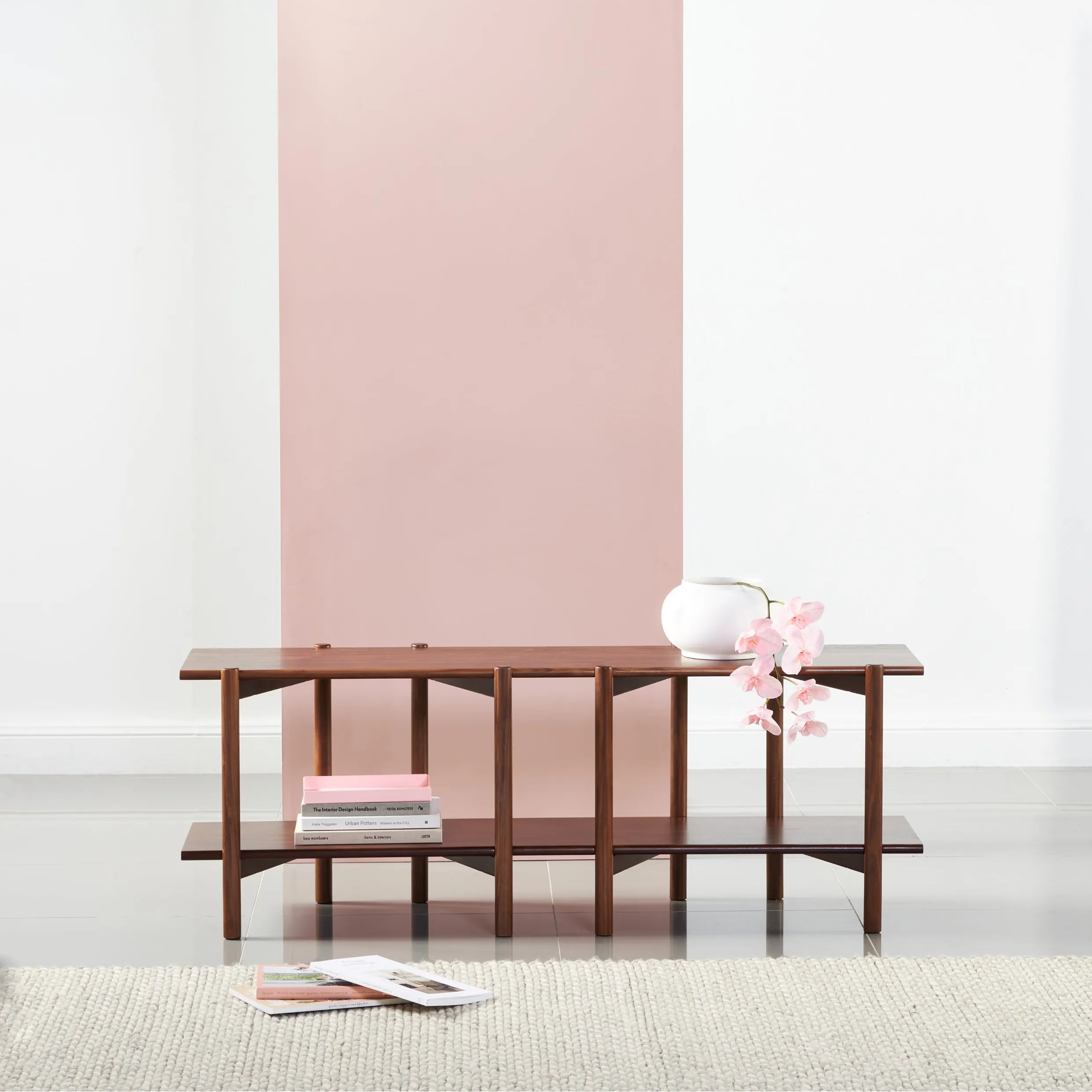 Olivia Modular Shelf Double 144 x 35 x 52cm Solid American Walnut