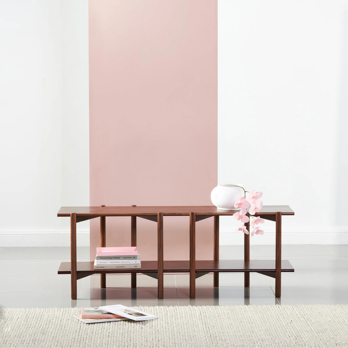 Olivia Modular Shelf Double 144 x 35 x 52cm Solid American Walnut