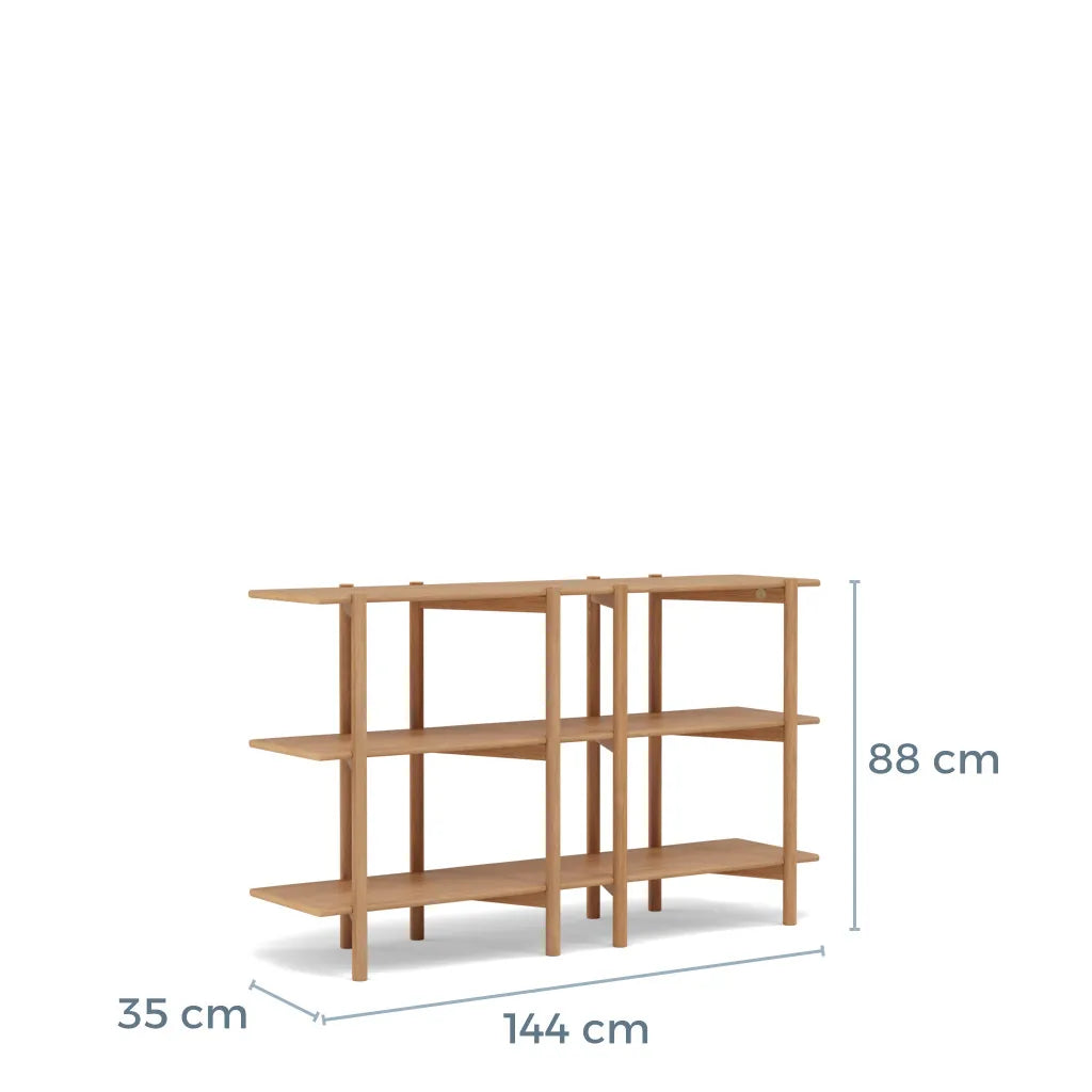Olivia Modular Shelf Double 144 x 35 x 87cm Solid American Oak
