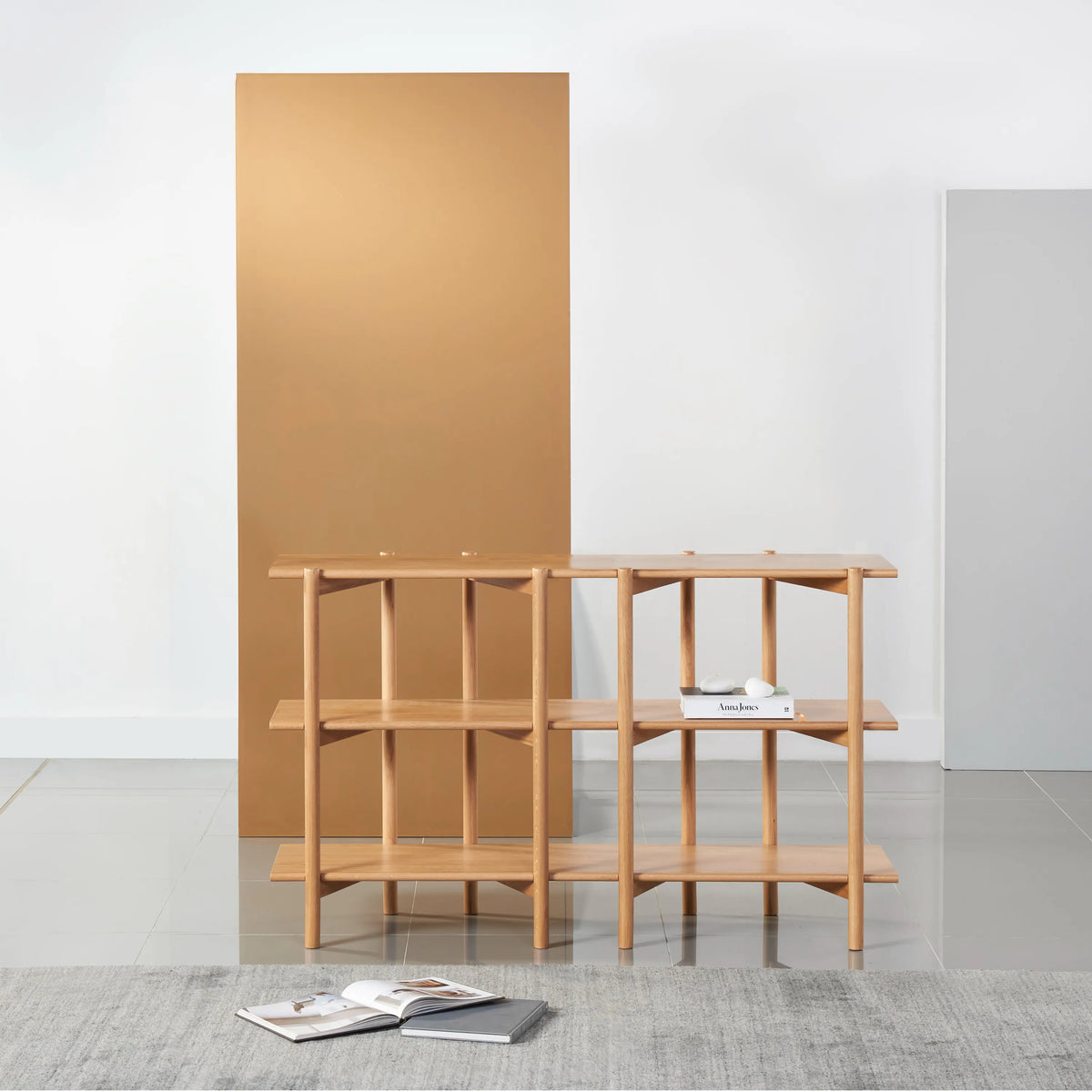 Olivia Modular Shelf Double 144 x 35 x 87cm Solid American Oak
