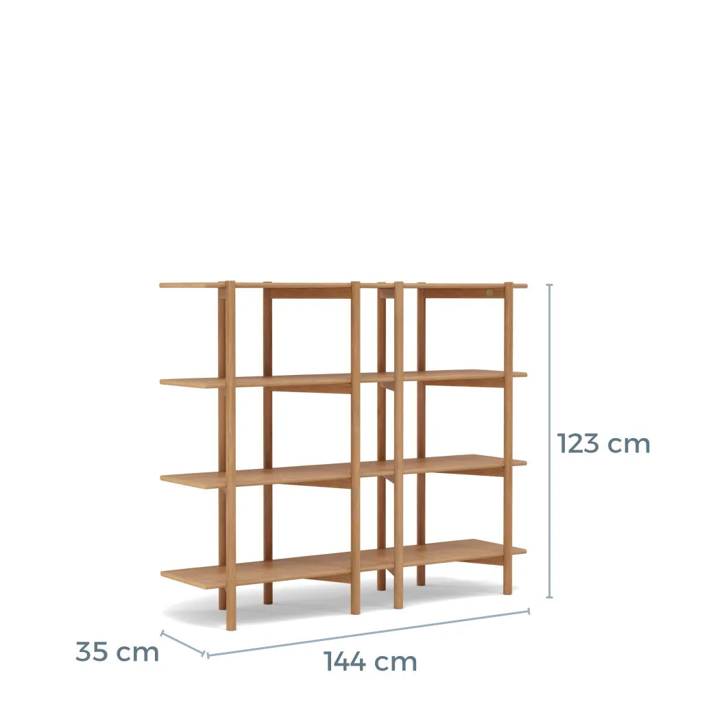 Olivia Modular Shelf Double 144 x 35 x 122cm Solid American Oak