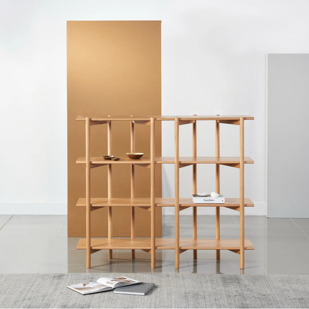 Olivia Modular Shelf Double 144 x 35 x 122cm Solid American Oak