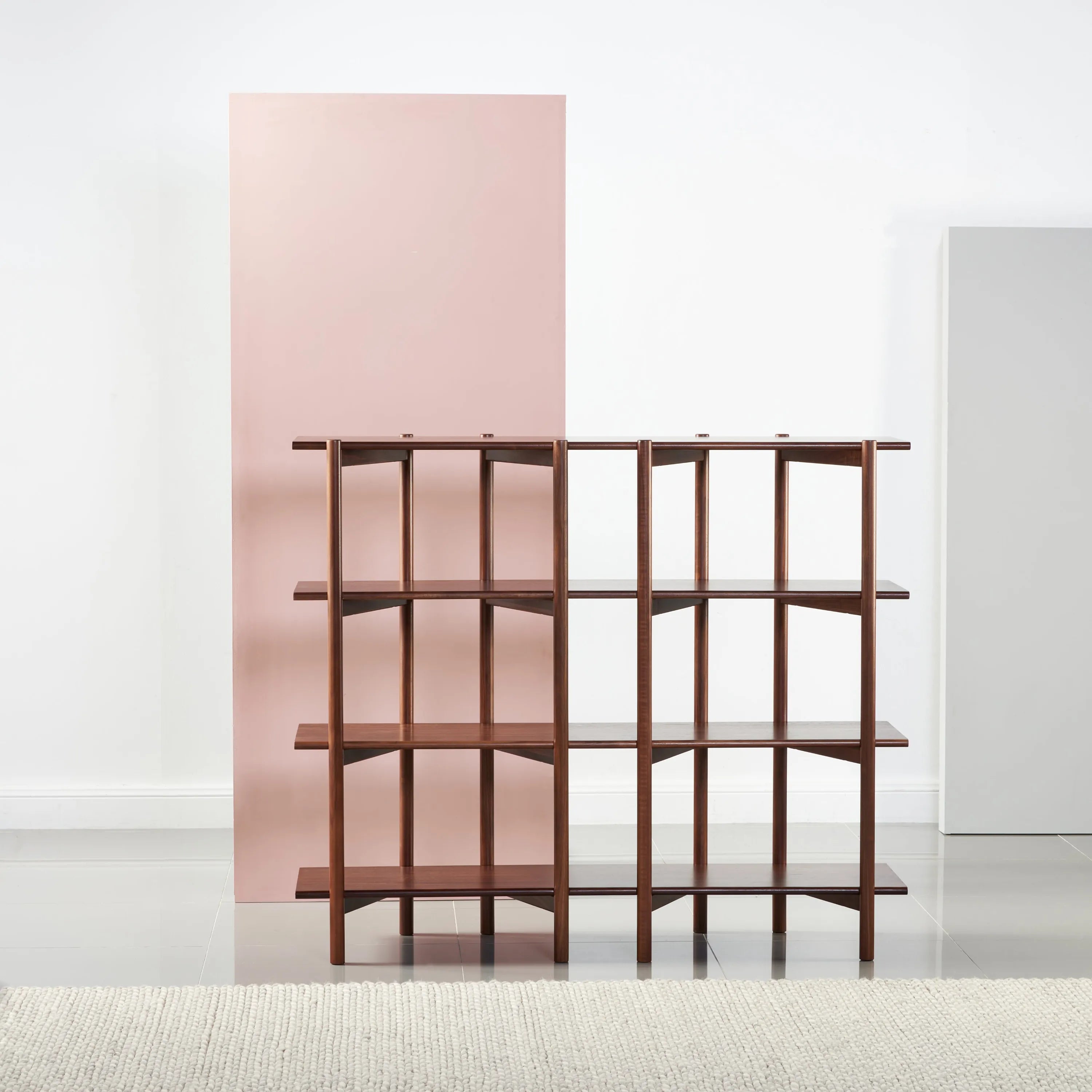 Olivia Modular Shelf Double 144 x 35 x 122cm Solid American Walnut