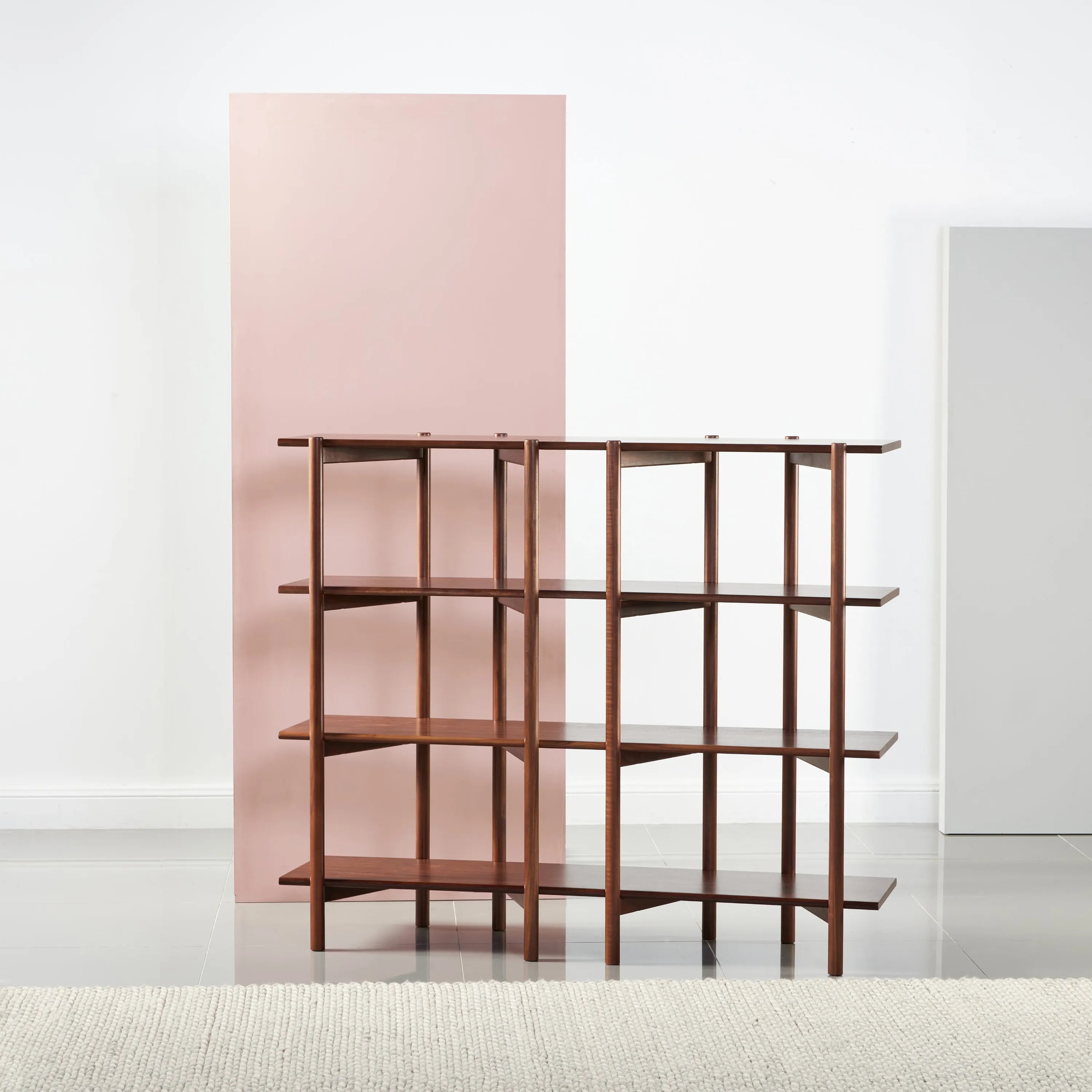 Olivia Modular Shelf Double 144 x 35 x 122cm Solid American Walnut