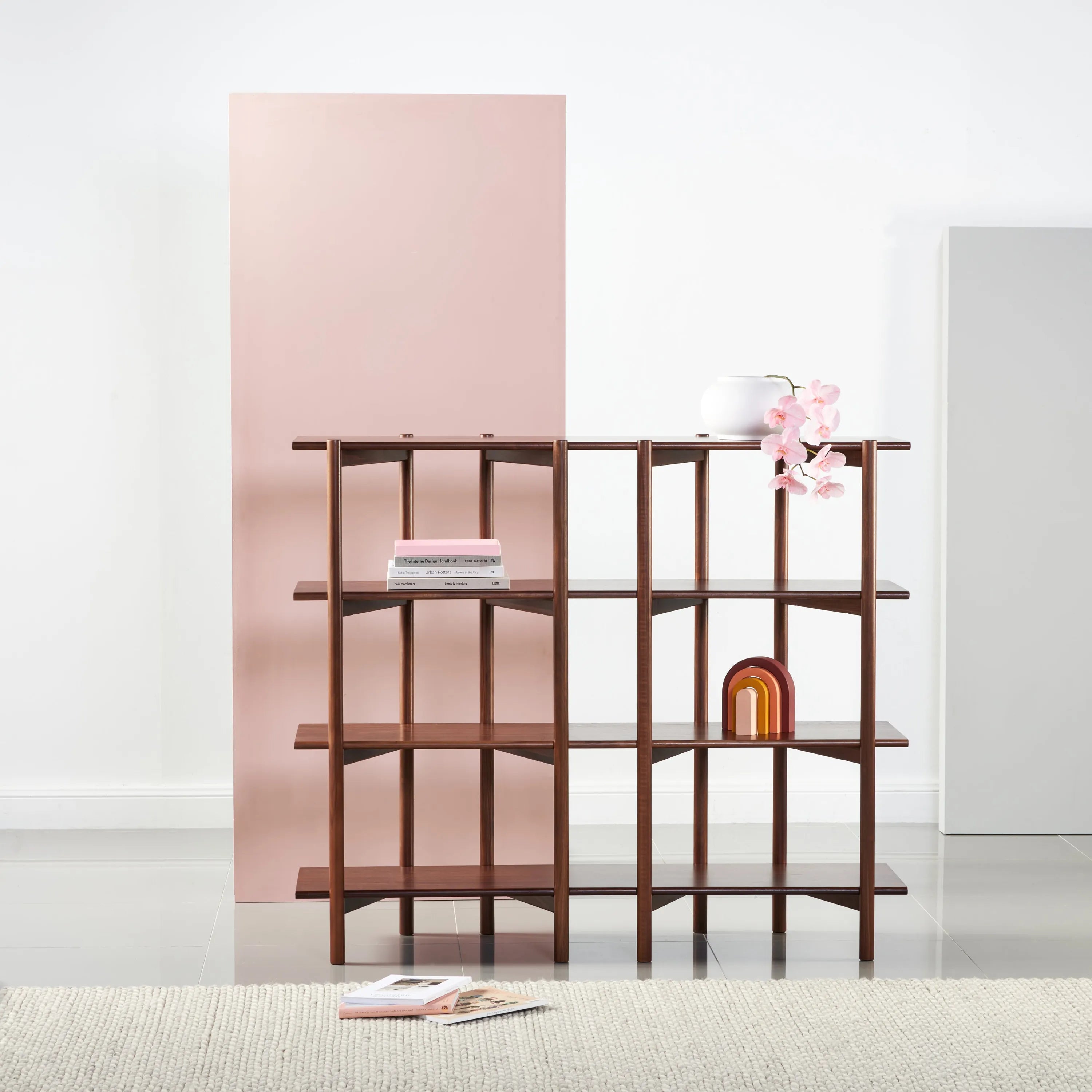 Olivia Modular Shelf Double 144 x 35 x 122cm Solid American Walnut