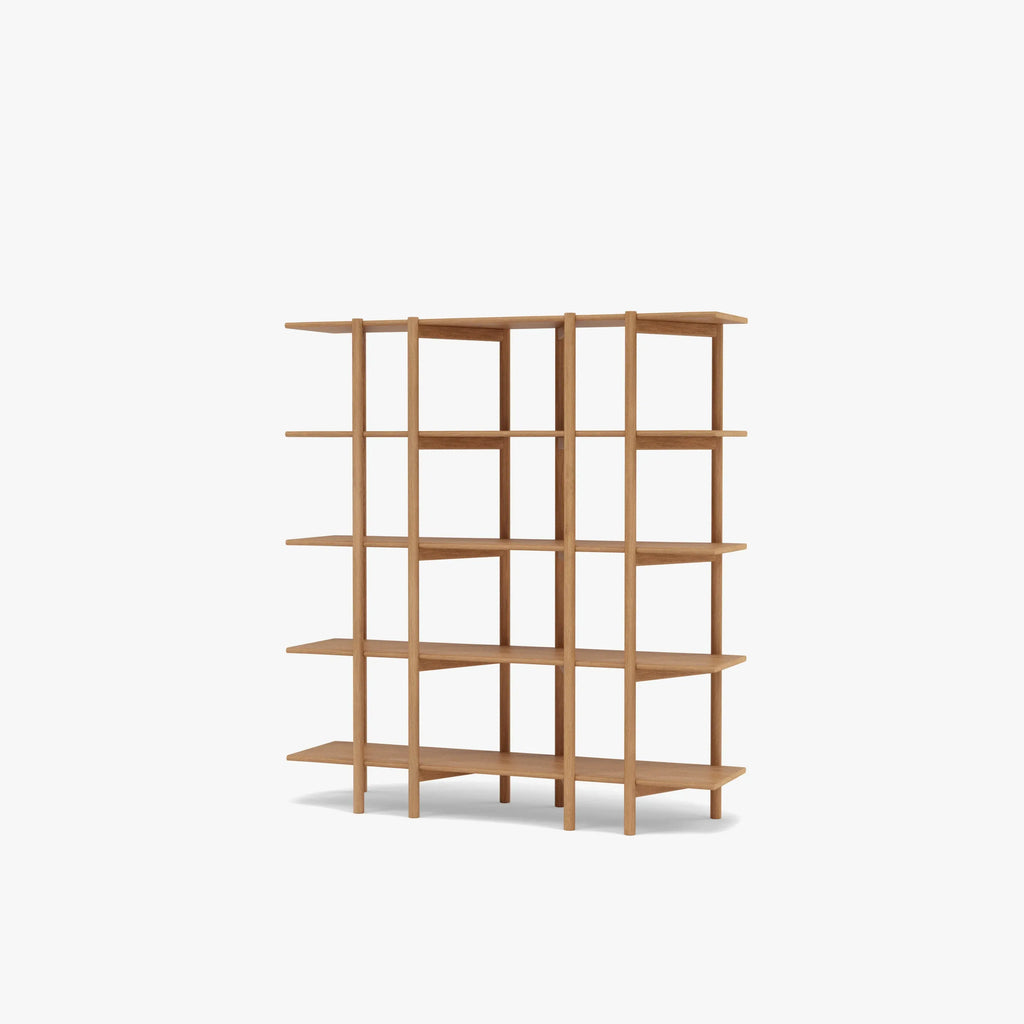 Olivia Modular Shelf Double 144 x 35 x 157cm Solid American Oak