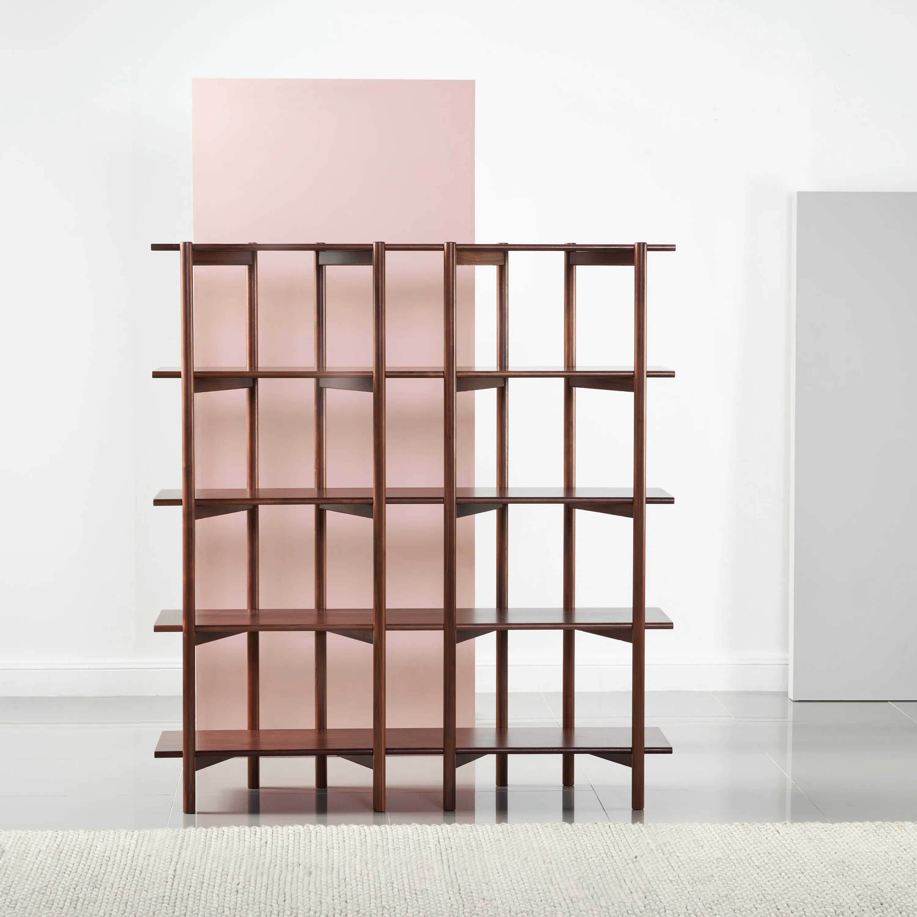 Olivia Modular Shelf Double 144 x 35 x 157cm Solid American Walnut