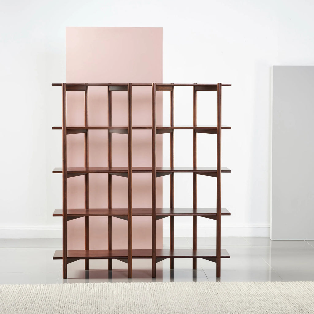 Olivia Modular Shelf Double 144 x 35 x 157cm Solid American Walnut