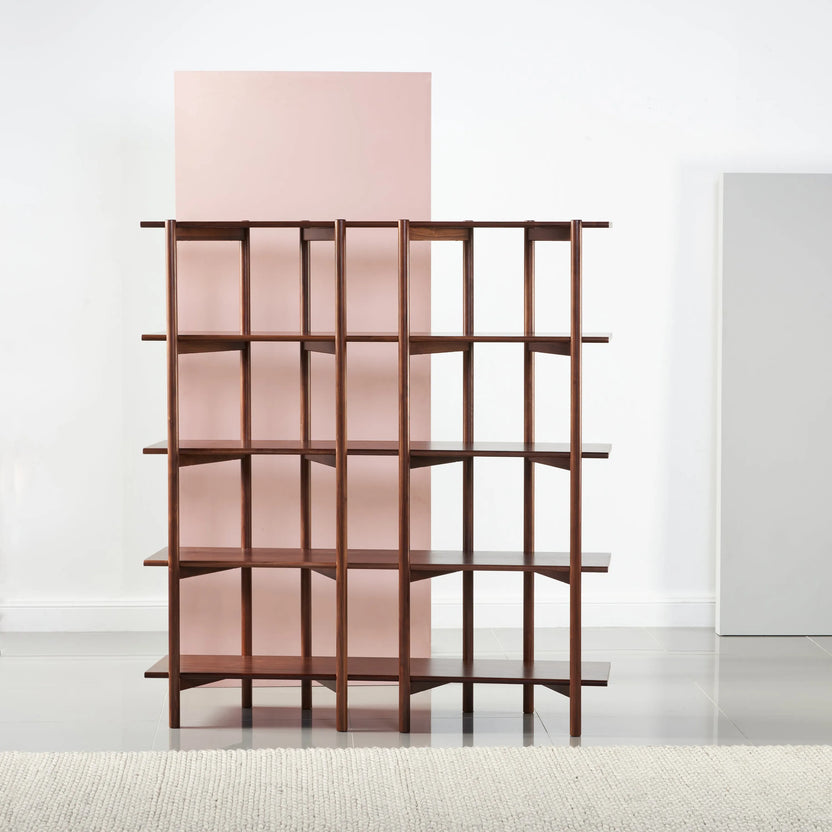 Olivia Modular Shelf Double 144 x 35 x 157cm Solid American Walnut
