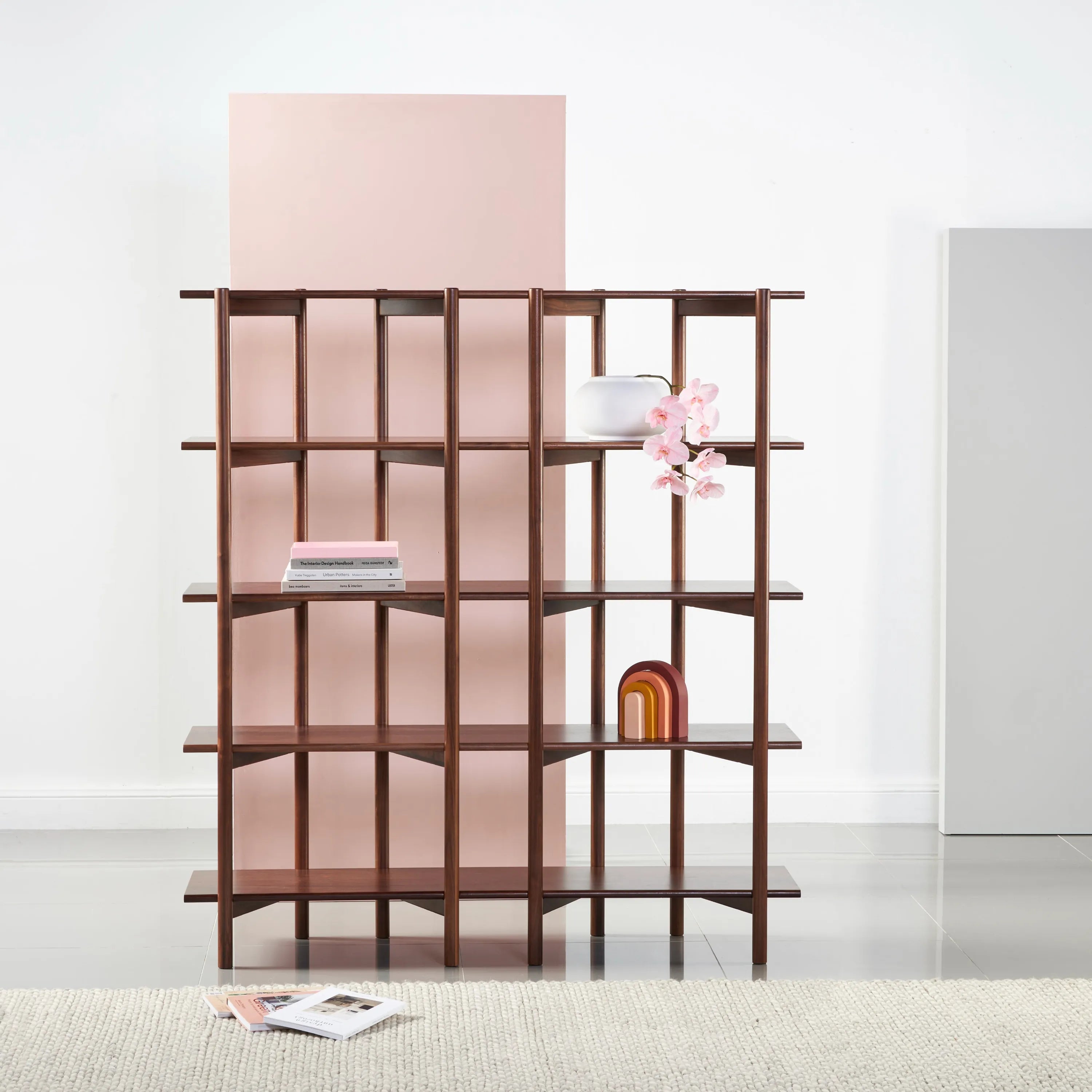 Olivia Modular Shelf Double 144 x 35 x 157cm Solid American Walnut