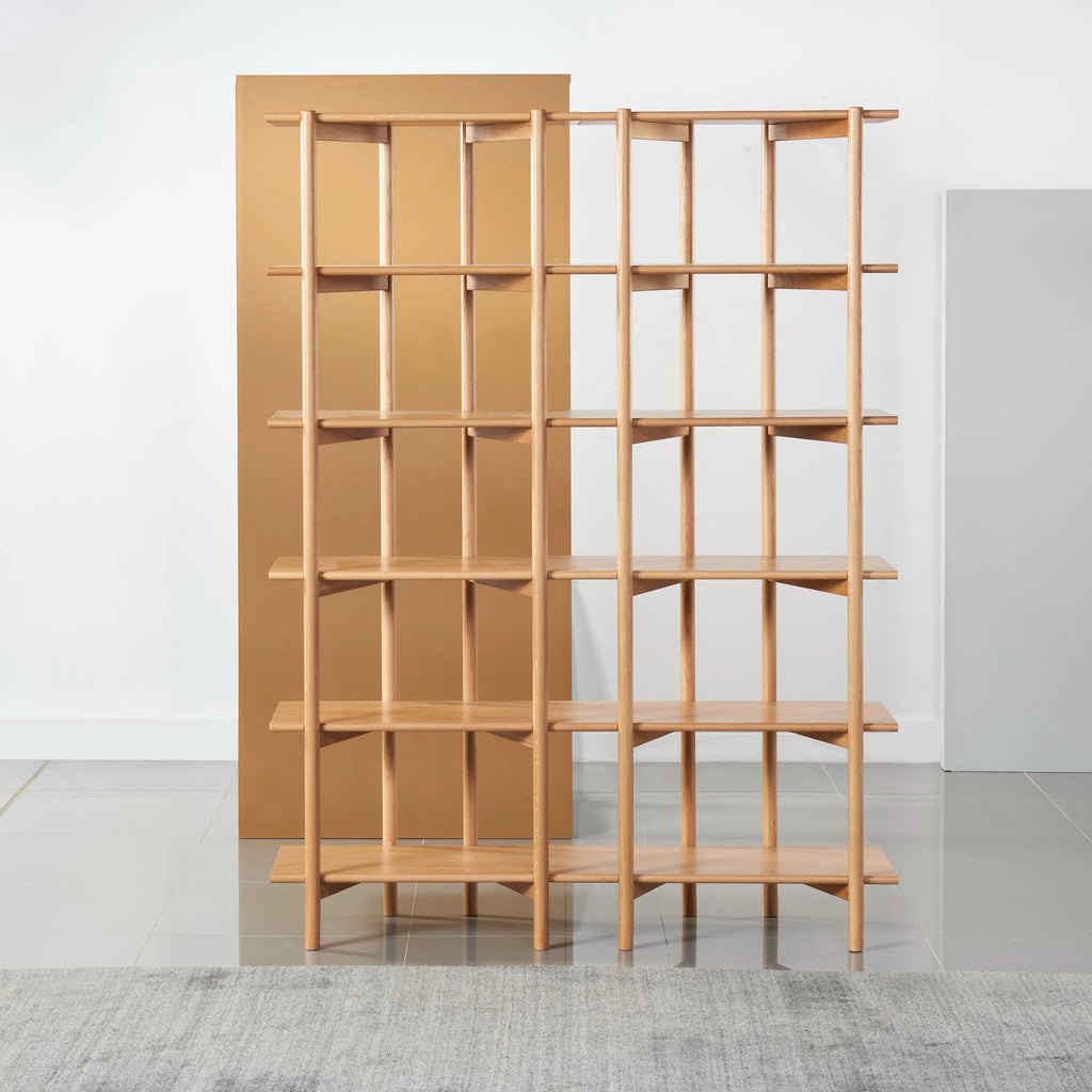 Olivia Modular Shelf Double 144 x 35 x 192cm Solid American Oak