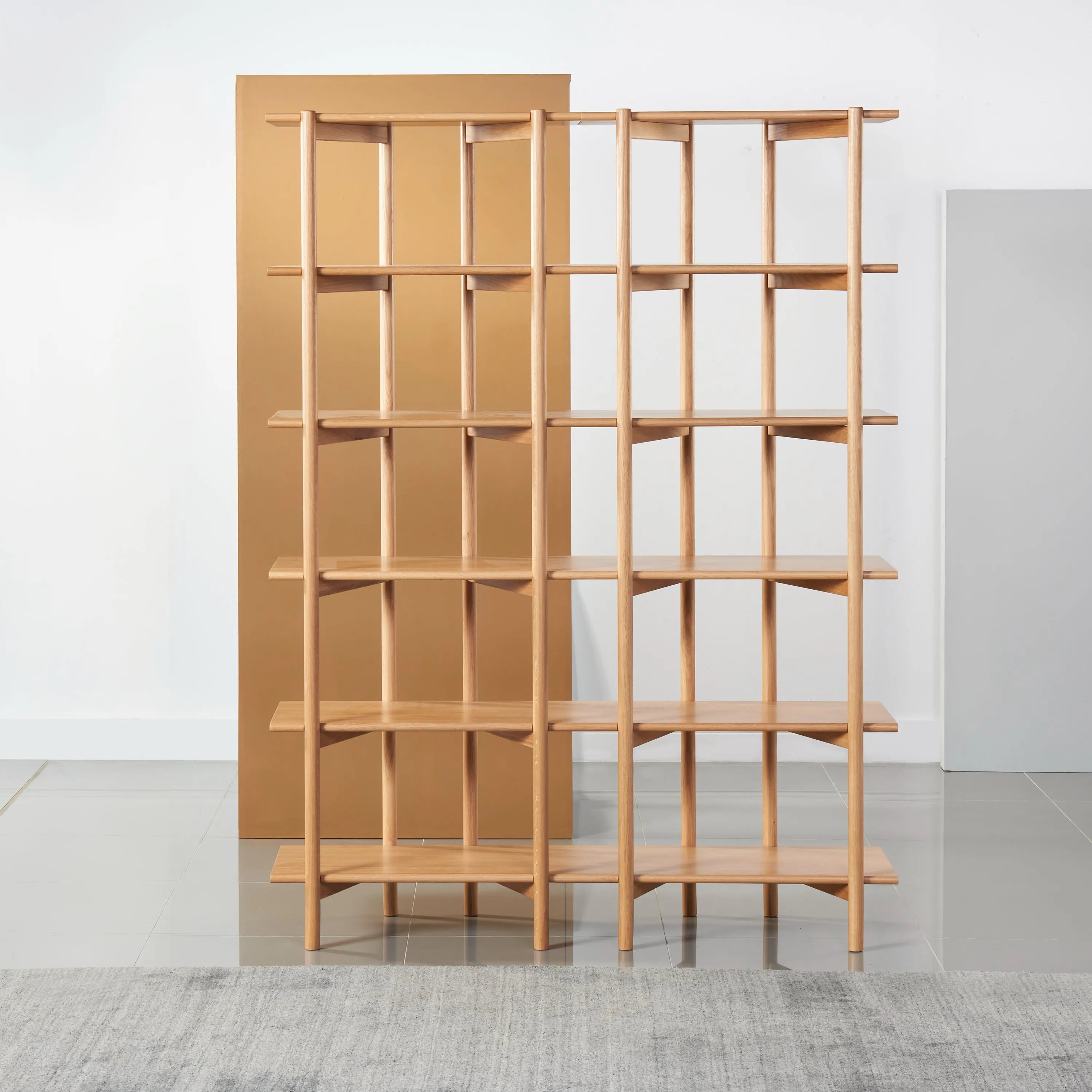 Olivia Modular Shelf Double 144 x 35 x 192cm Solid American Oak