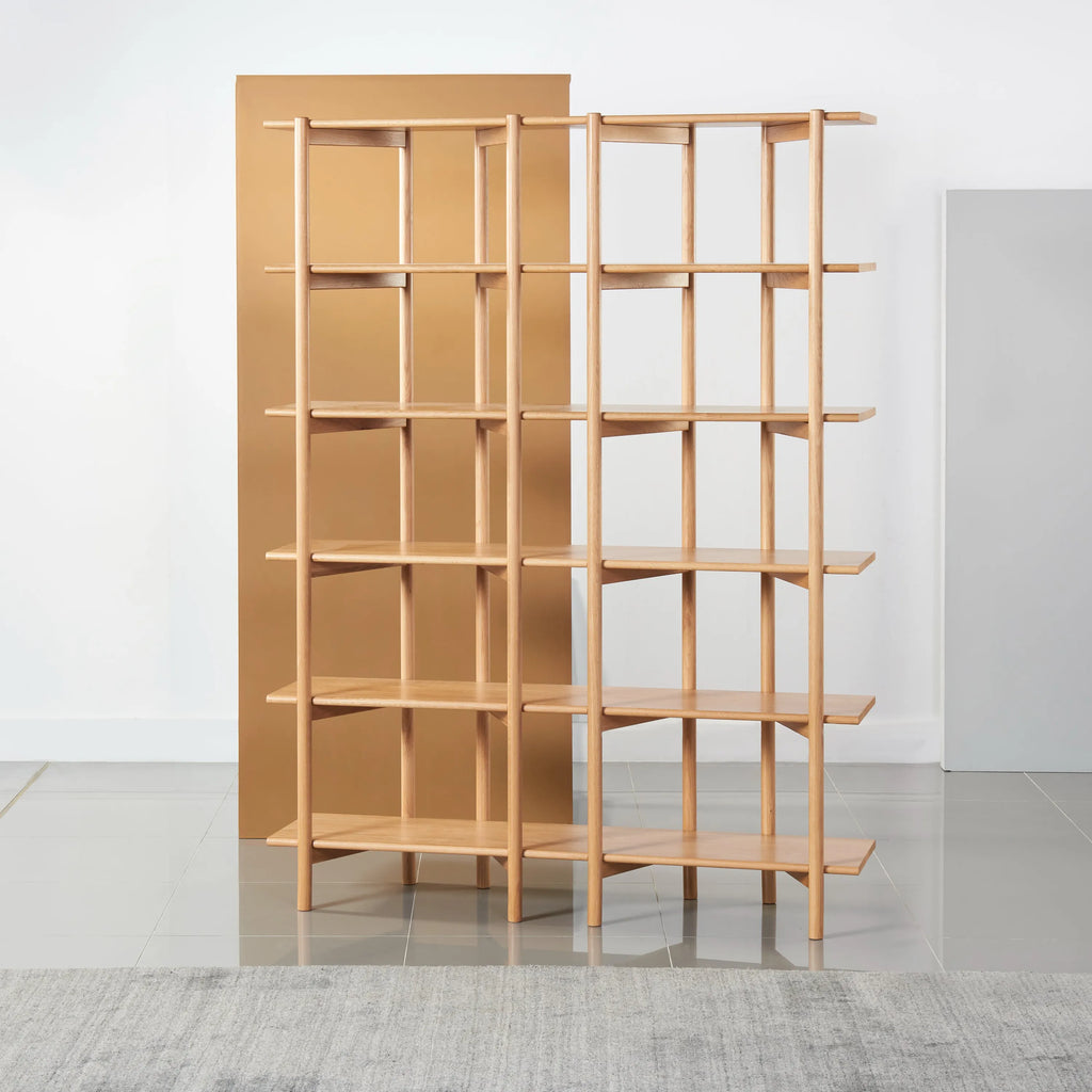 Olivia Modular Shelf Double 144 x 35 x 192cm Solid American Oak