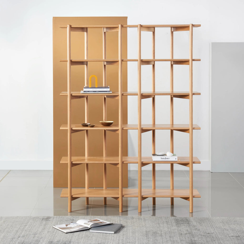 Olivia Modular Shelf Double 144 x 35 x 192cm Solid American Oak