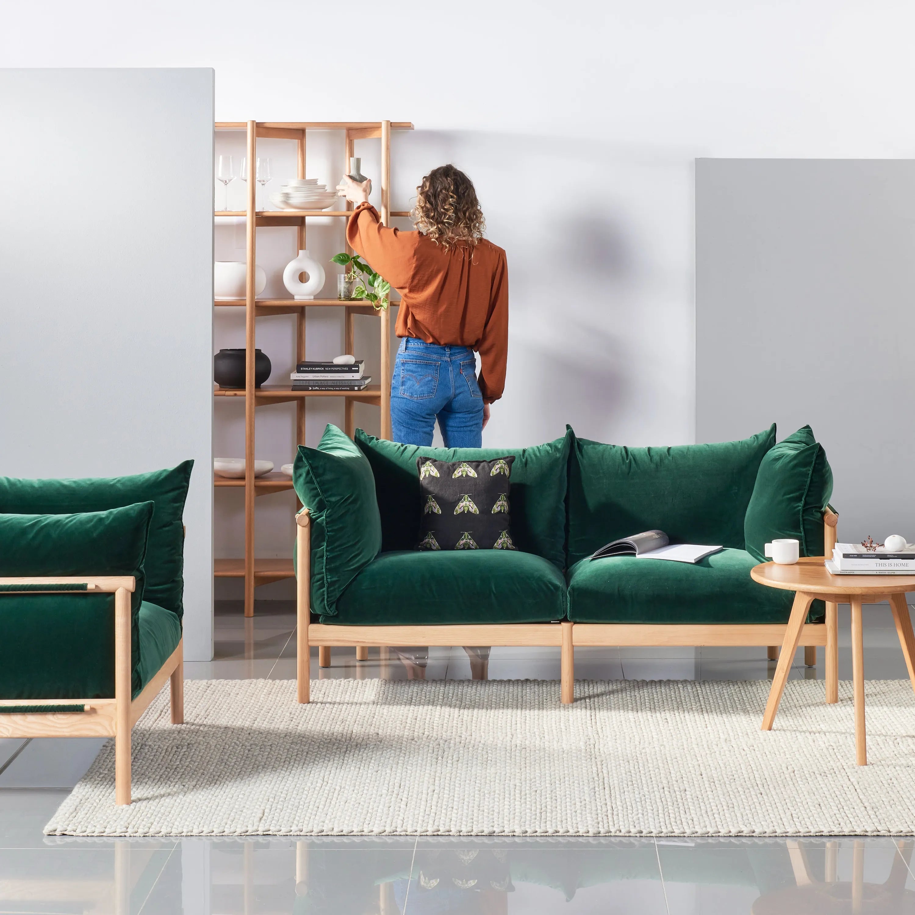 Olivia Modular Shelf Single 72 x 35 x 192cm Solid American Oak