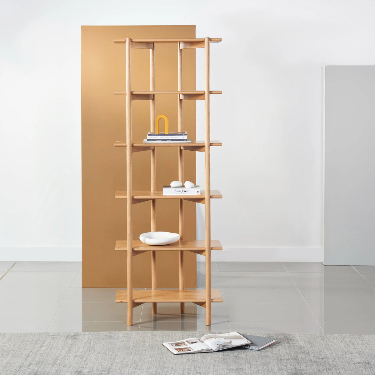 Olivia Modular Shelf Single 72 x 35 x 192cm Solid American Oak