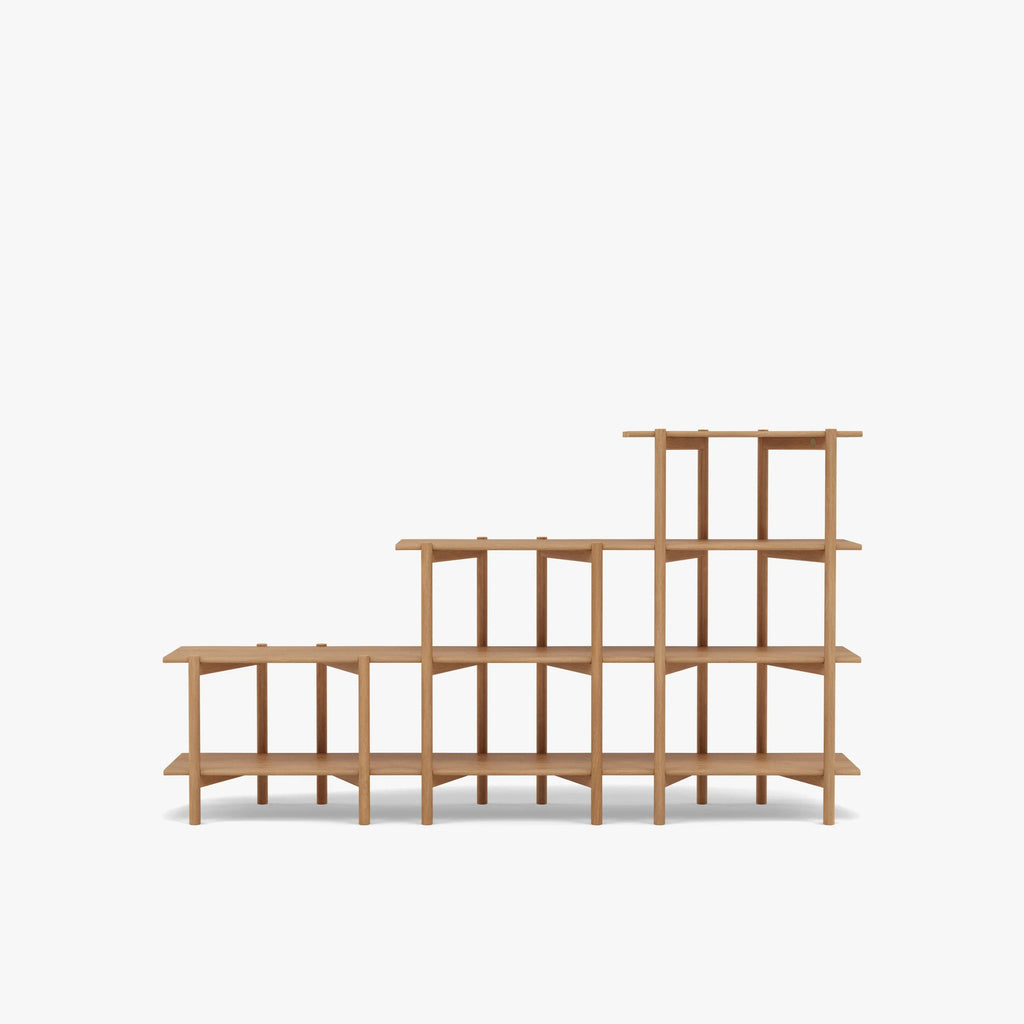 Olivia Modular Shelf Stepped Triple 216 x 35 x 122cm Solid American Oak