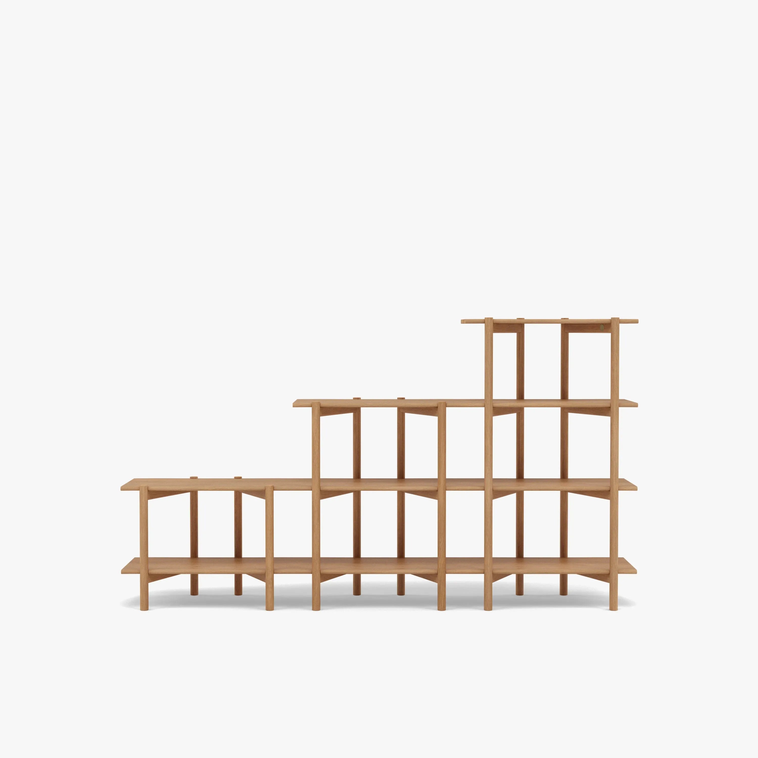 Olivia Modular Shelf Stepped Triple 216 x 35 x 122cm Solid American Oak