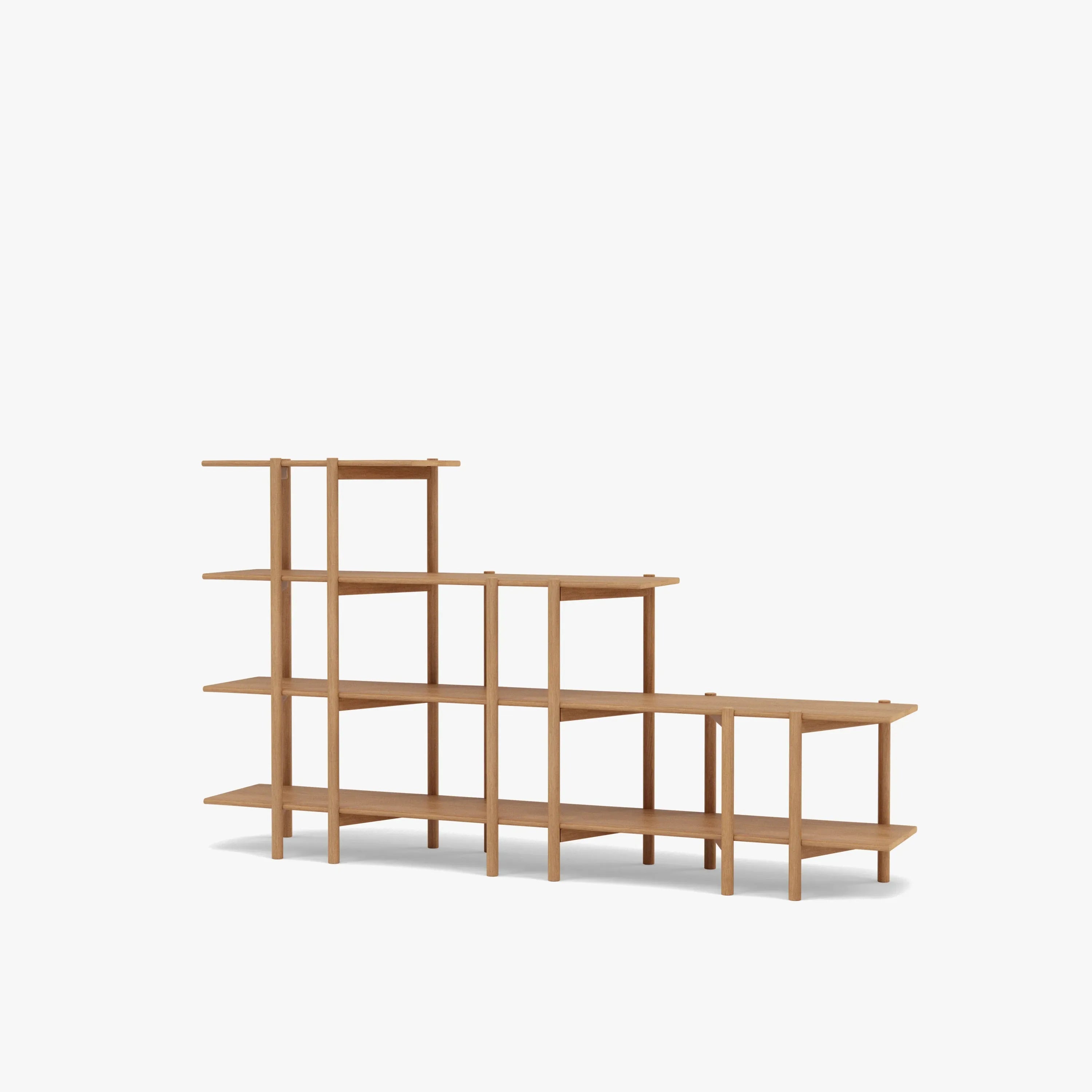 Olivia Modular Shelf Stepped Triple 216 x 35 x 122cm Solid American Oak