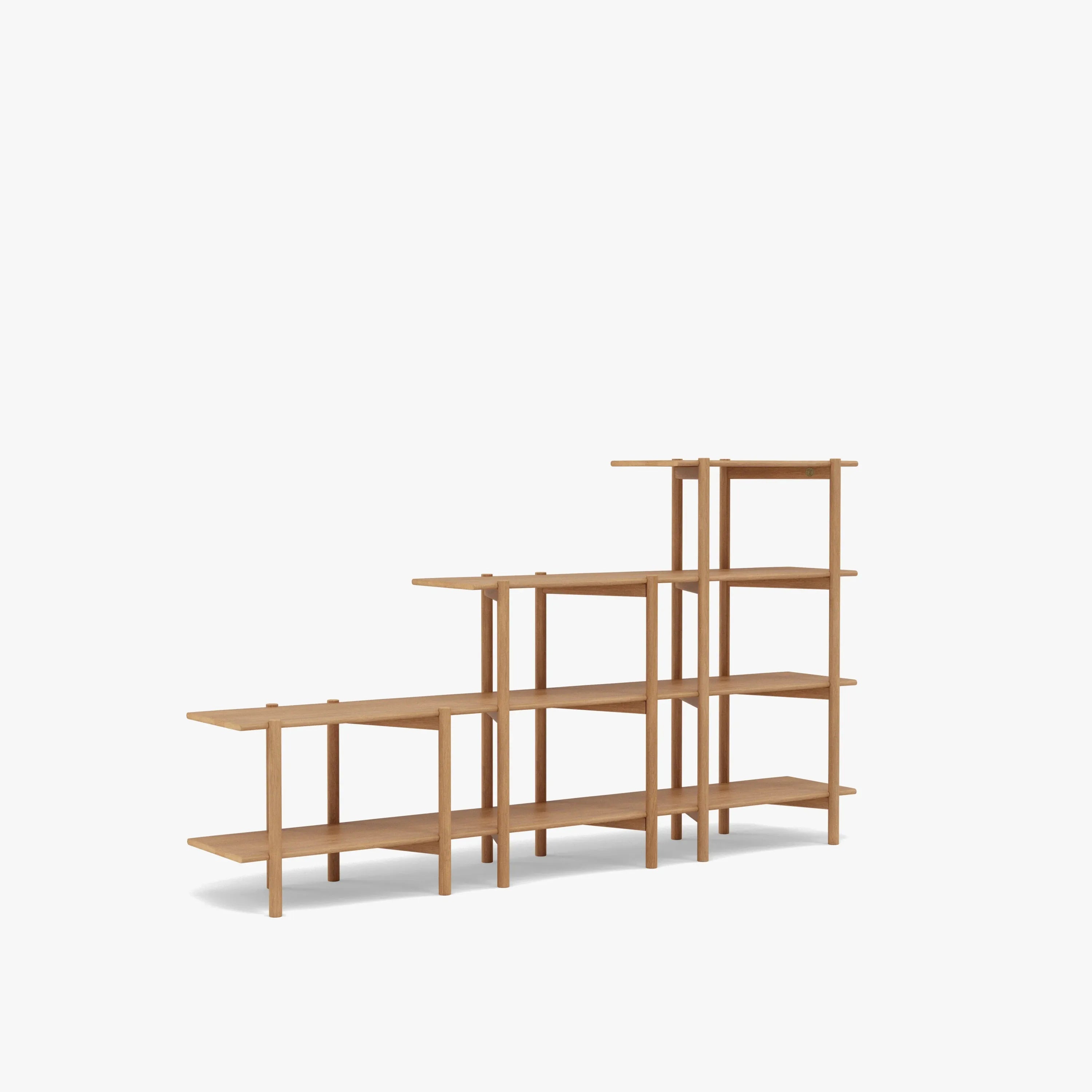 Olivia Modular Shelf Stepped Triple 216 x 35 x 122cm Solid American Oak
