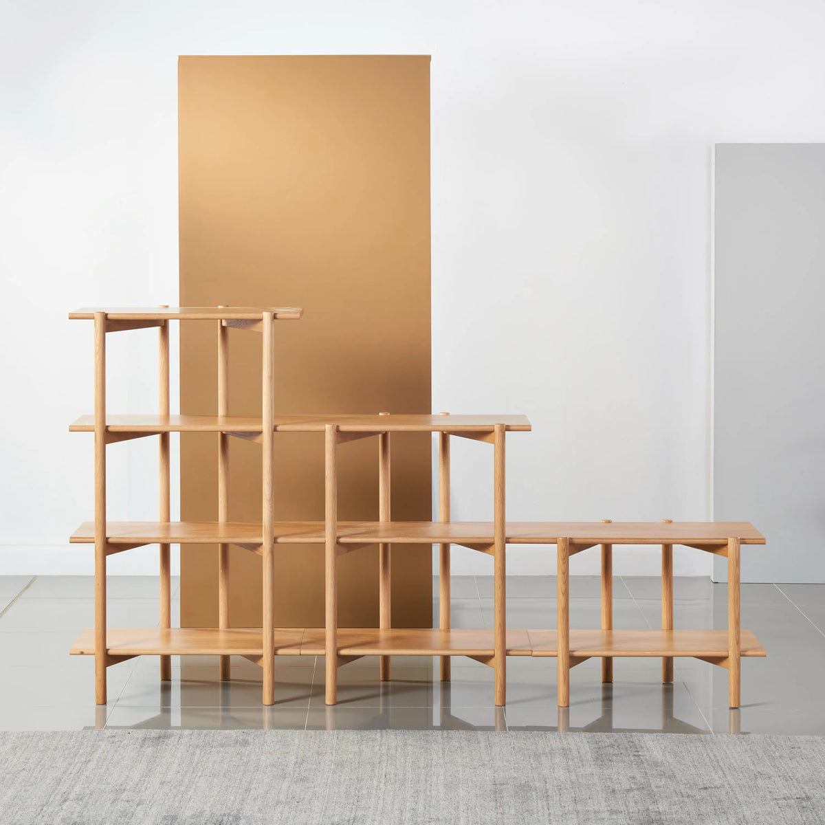 Olivia Modular Shelf Stepped Triple 216 x 35 x 122cm Solid American Oak