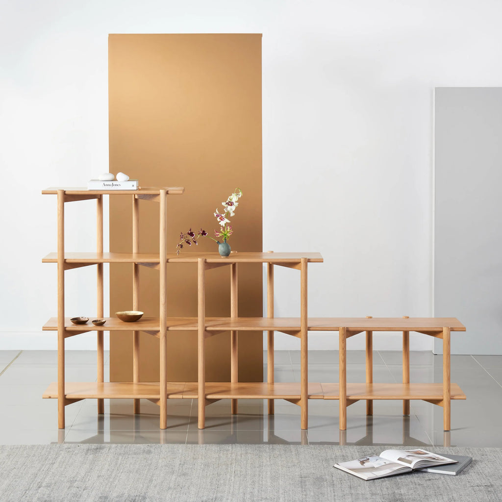 Olivia Modular Shelf Stepped Triple 216 x 35 x 122cm Solid American Oak