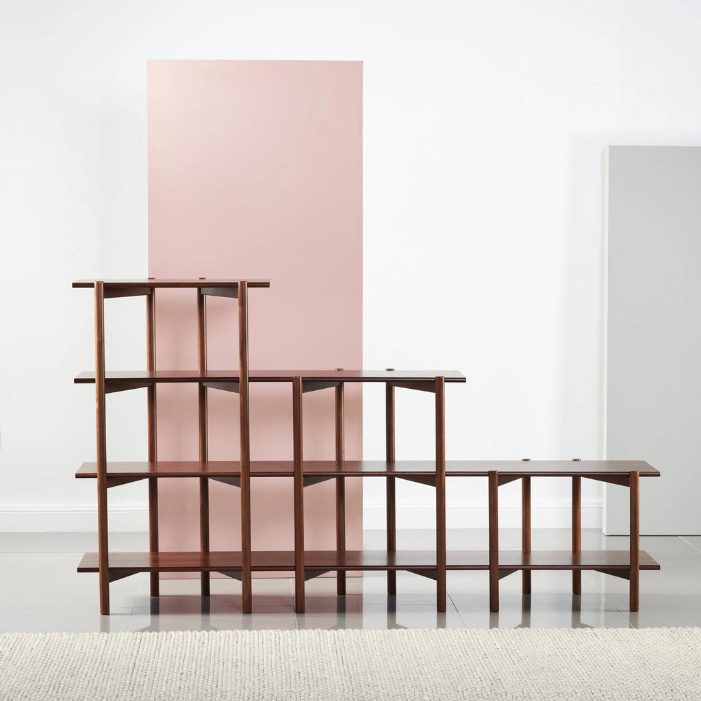 Olivia Modular Shelf Stepped Triple 216 x 35 x 122cm Solid American Walnut