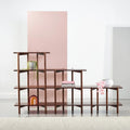 Olivia Modular Shelf Stepped Triple 216 x 35 x 122cm Solid American Walnut
