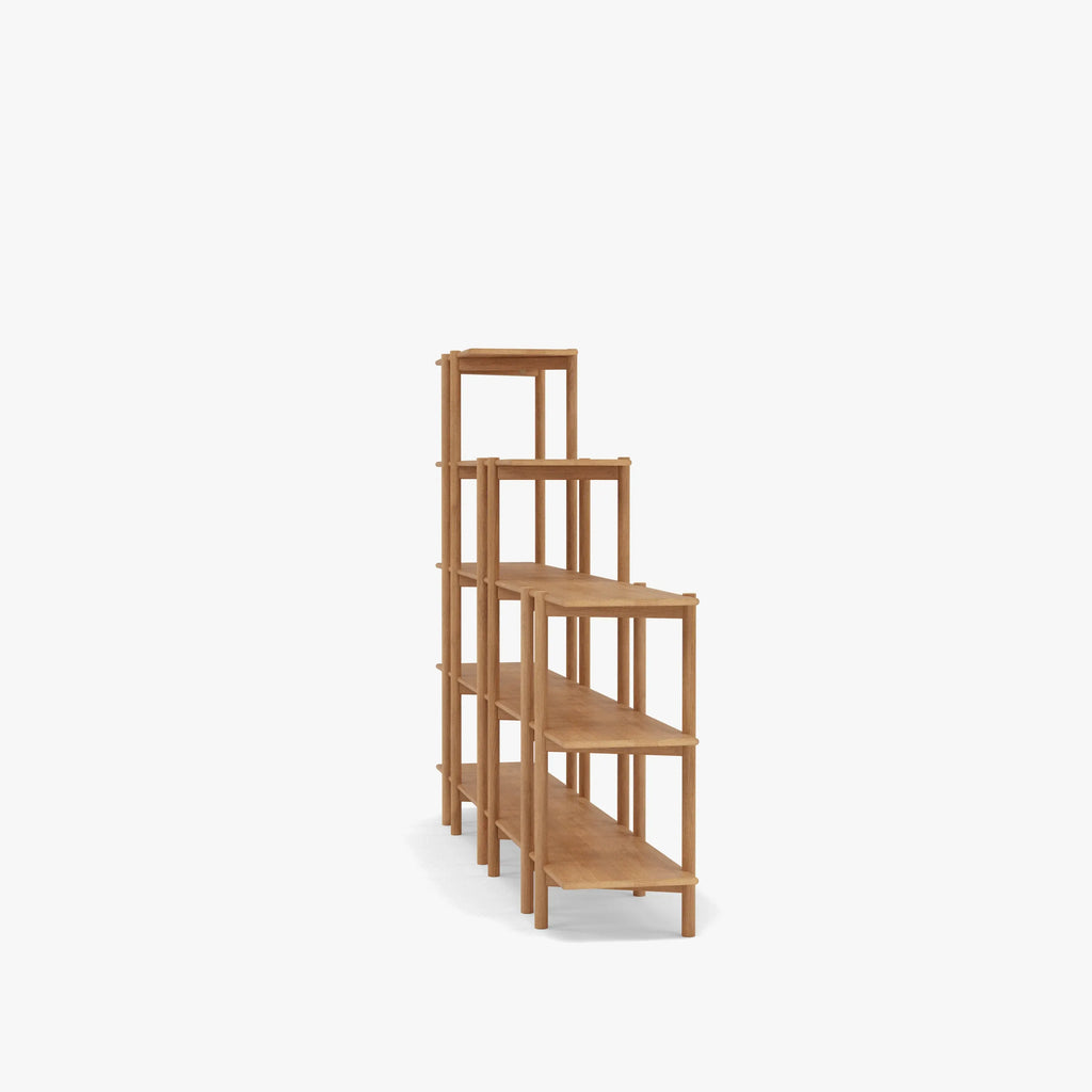 Olivia Modular Shelf Stepped Triple 216 x 35 x 157cm Solid American Oak