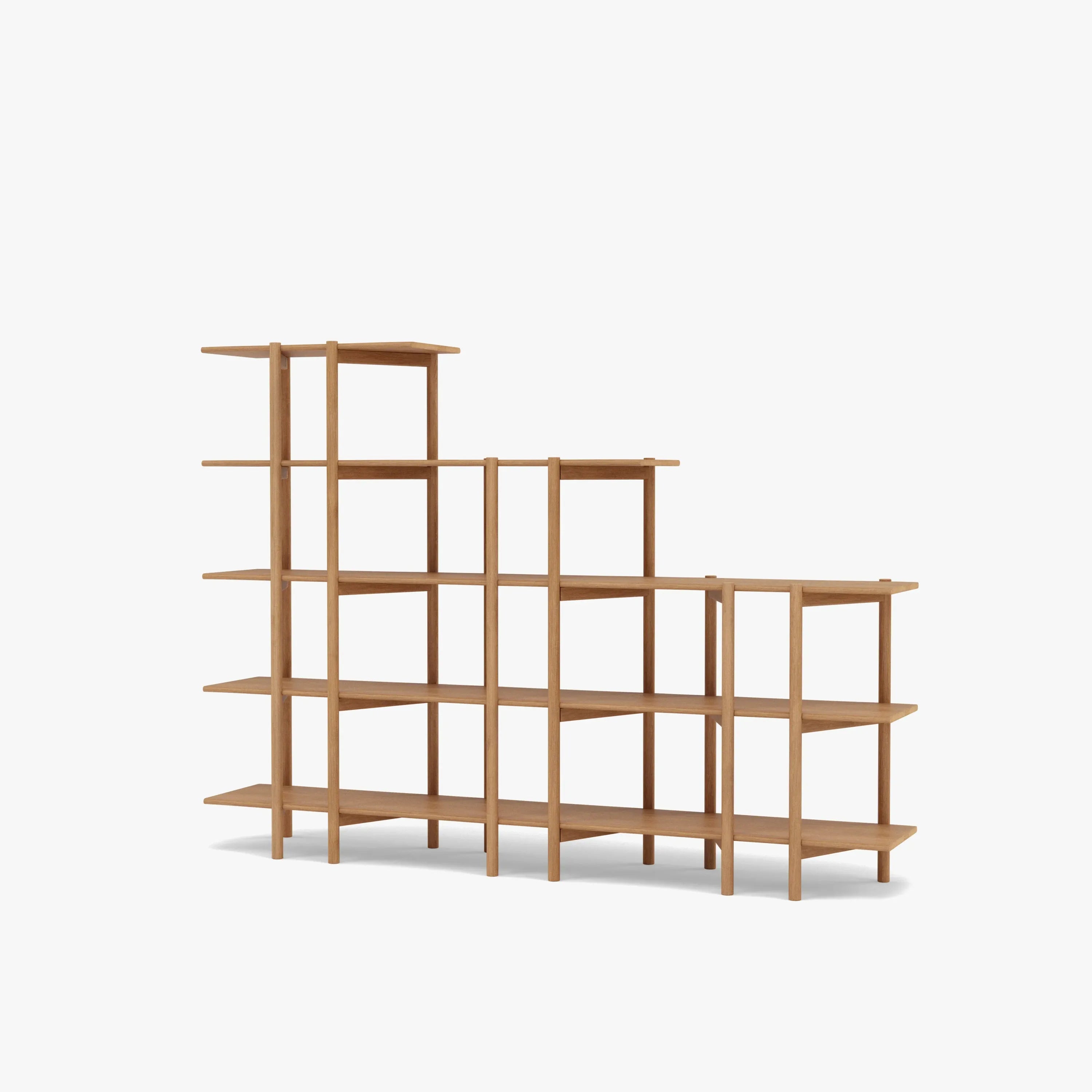 Olivia Modular Shelf Stepped Triple 216 x 35 x 157cm Solid American Oak