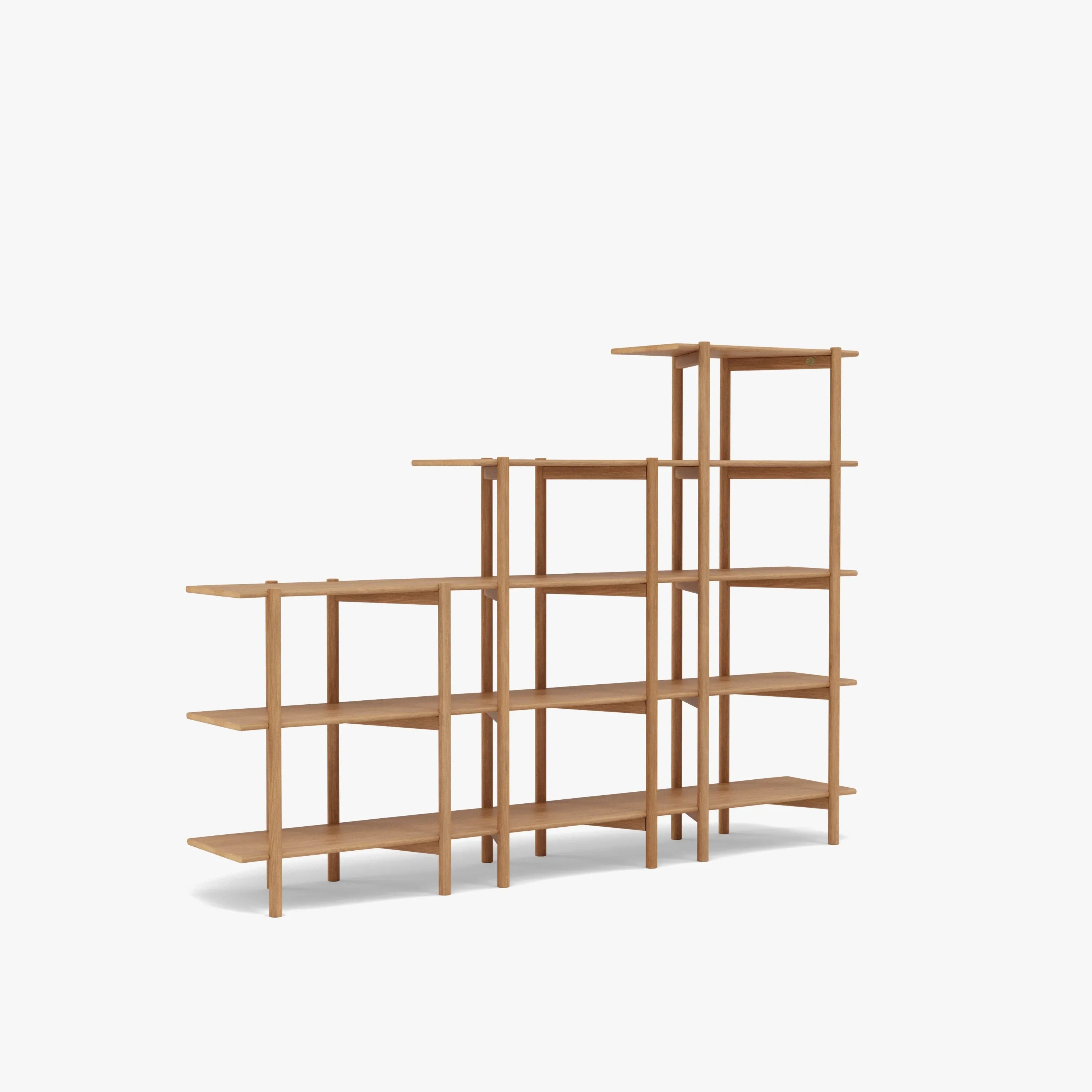 Olivia Modular Shelf Stepped Triple 216 x 35 x 157cm Solid American Oak