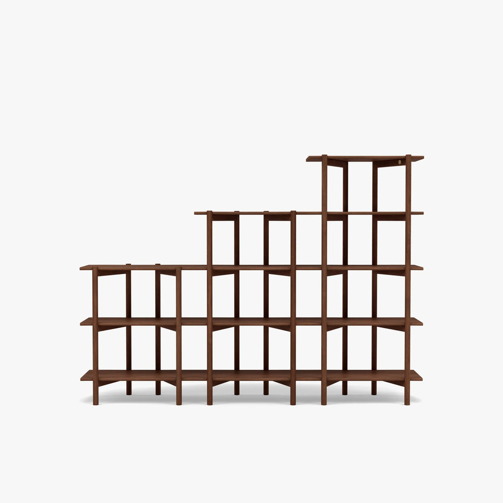 Olivia Modular Shelf Stepped Triple 216 x 35 x 157cm Solid American Walnut