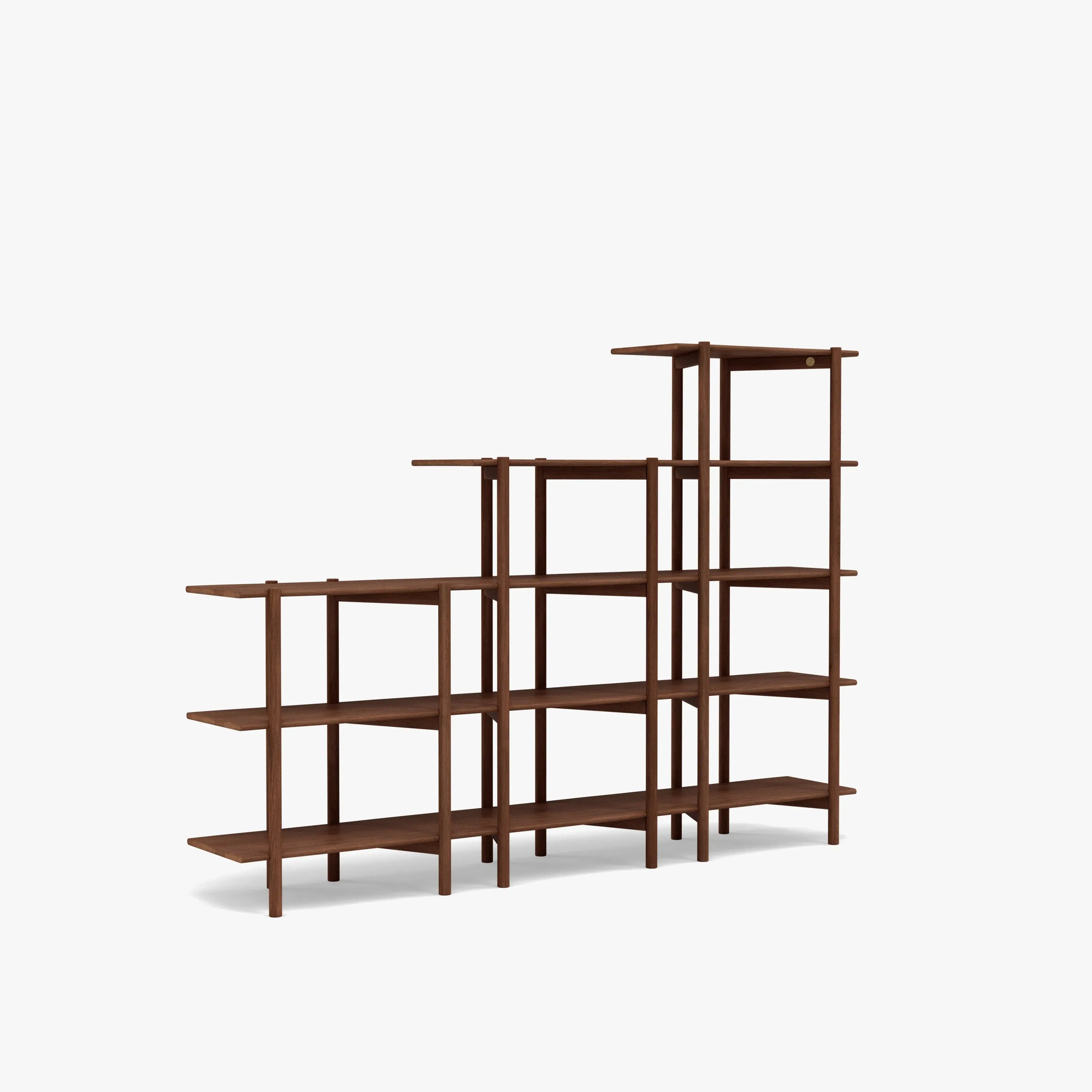 Olivia Modular Shelf Stepped Triple 216 x 35 x 157cm Solid American Walnut