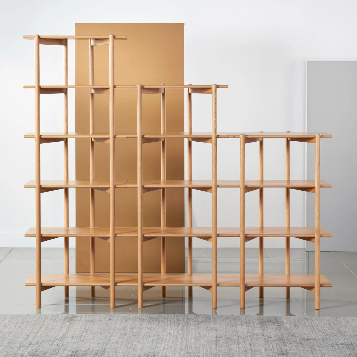 Olivia Modular Shelf Stepped Triple 216 x 35 x 192cm Solid American Oak