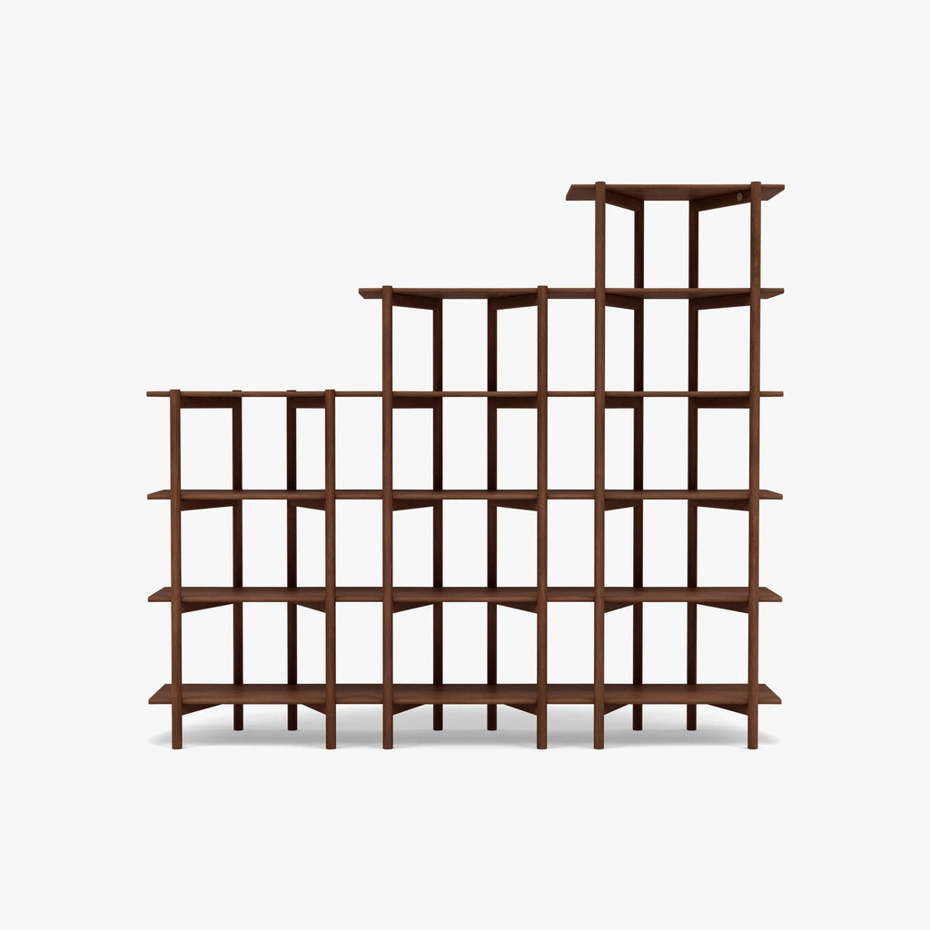 Olivia Modular Shelf Stepped Triple 216 x 35 x 192cm Solid American Walnut