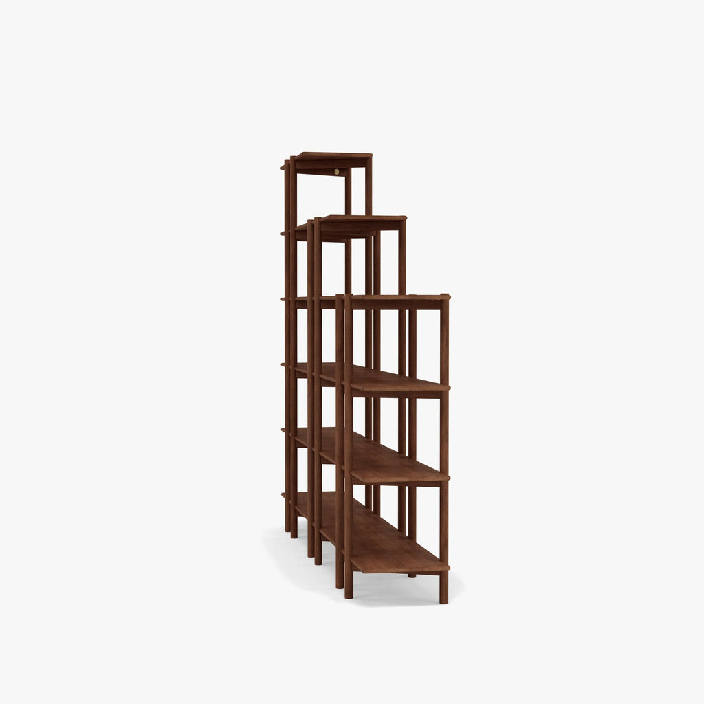 Olivia Modular Shelf Stepped Triple 216 x 35 x 192cm Solid American Walnut