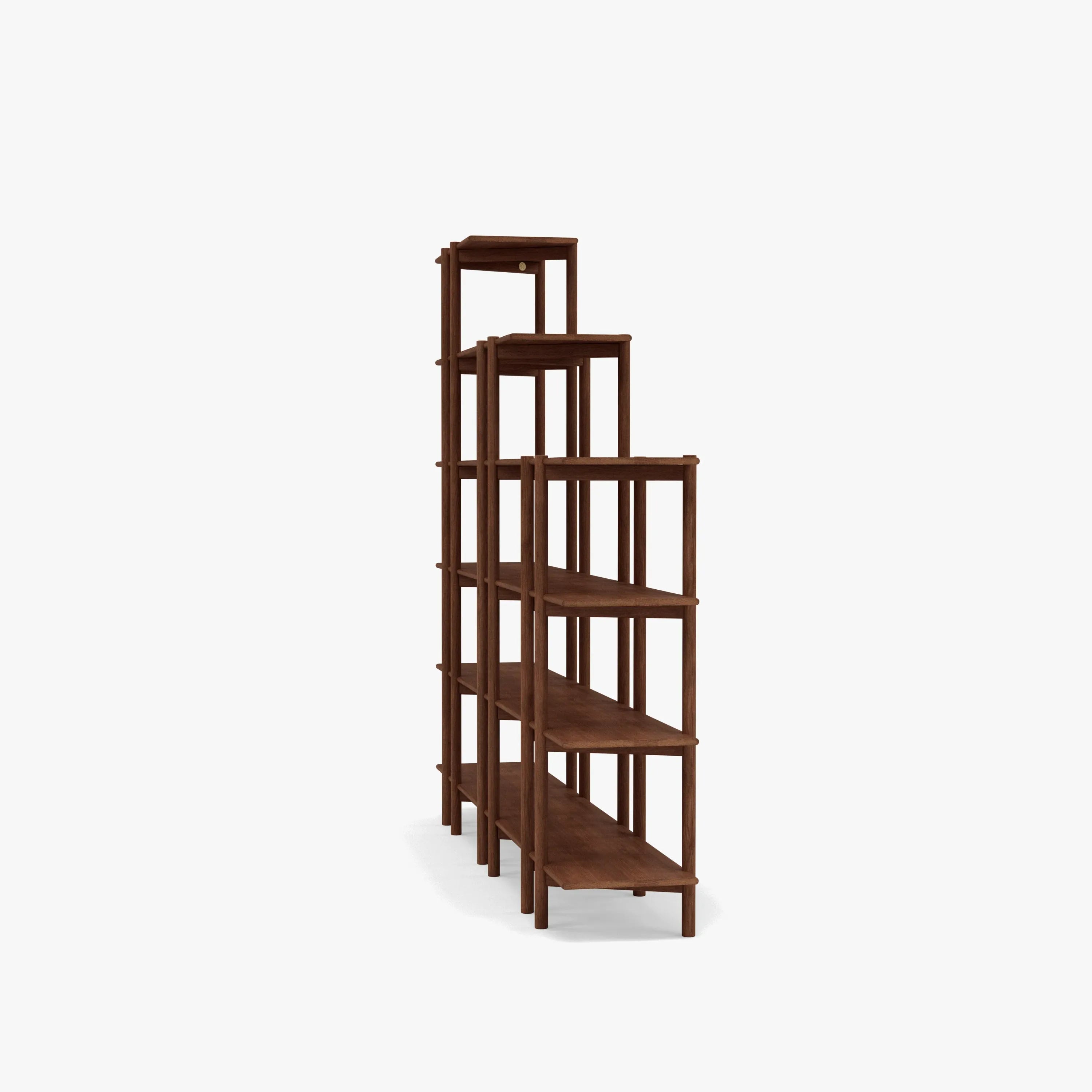Olivia Modular Shelf Stepped Triple 216 x 35 x 192cm Solid American Walnut