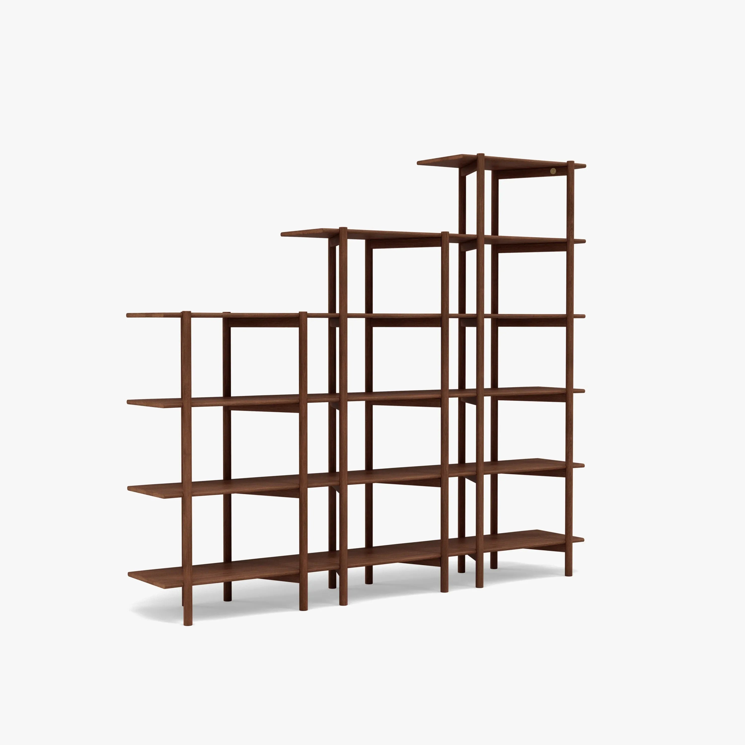 Olivia Modular Shelf Stepped Triple 216 x 35 x 192cm Solid American Walnut