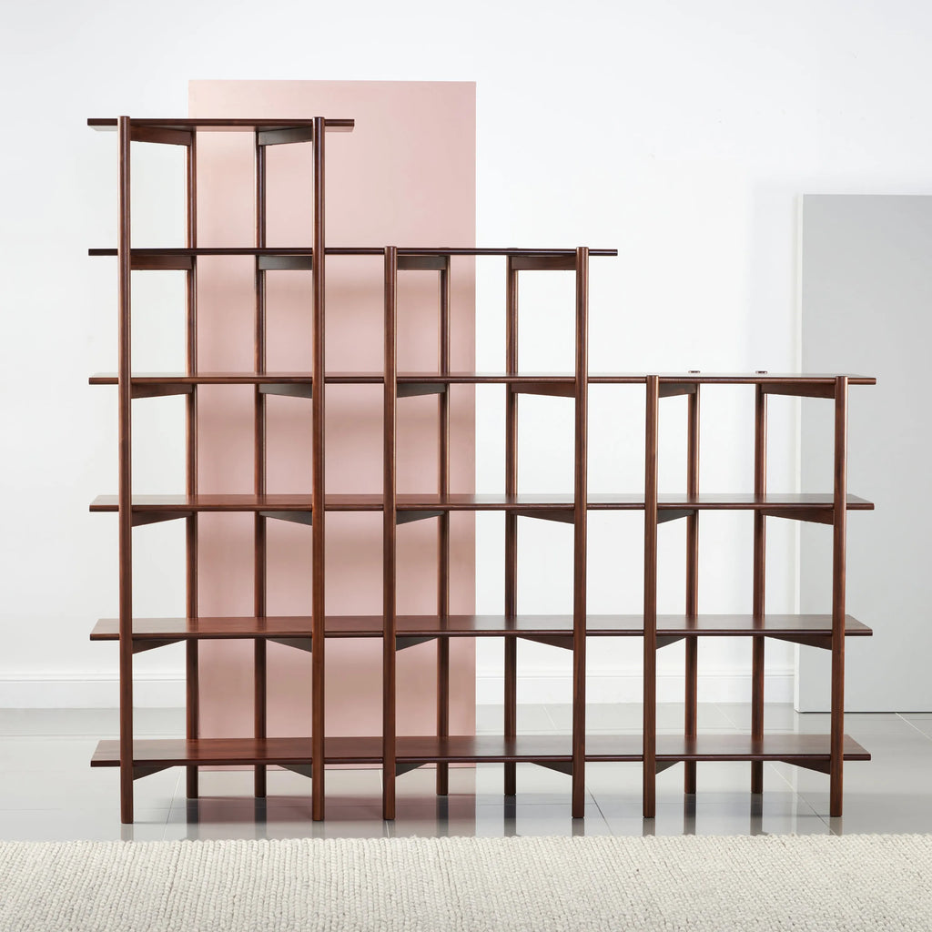 Olivia Modular Shelf Stepped Triple 216 x 35 x 192cm Solid American Walnut
