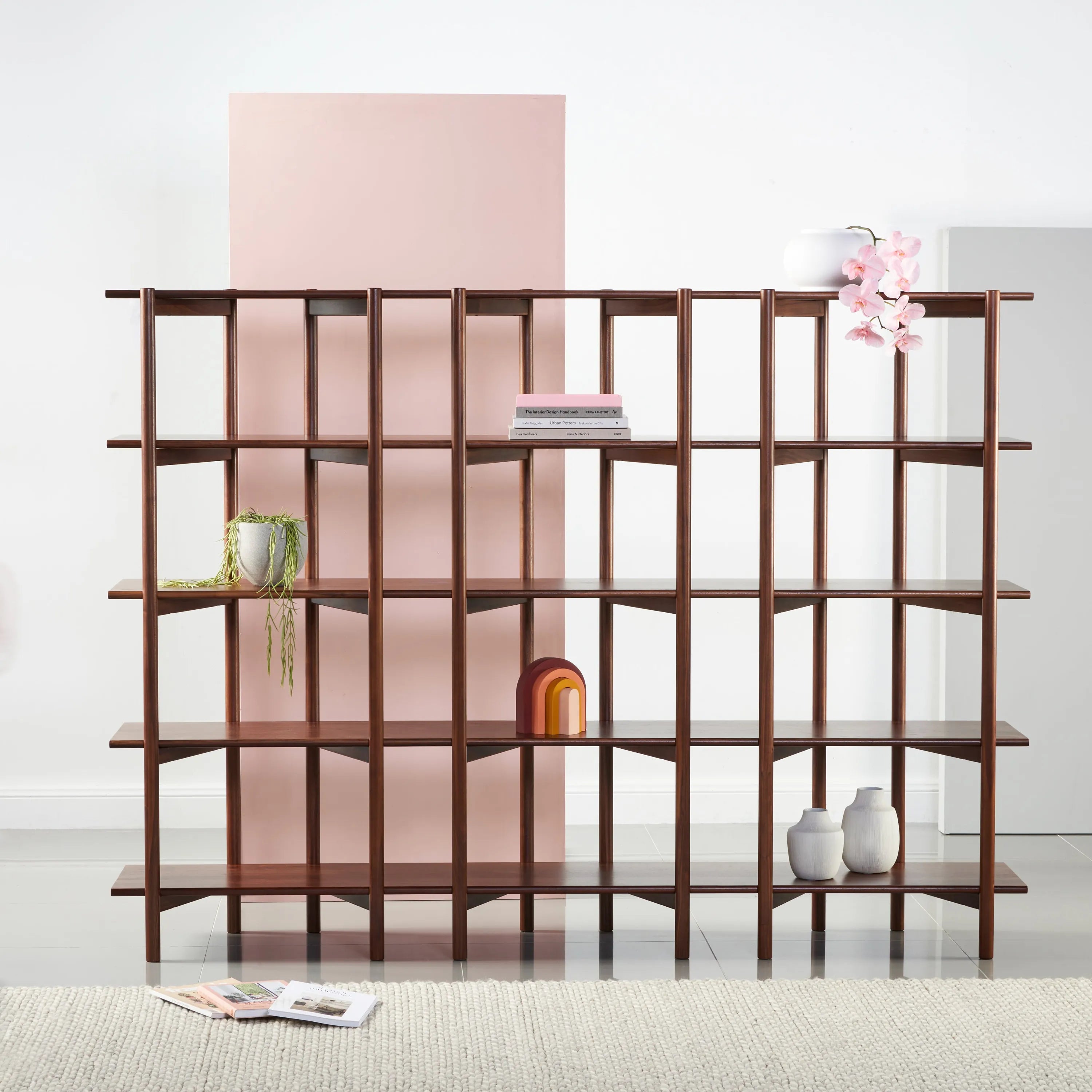 Olivia Modular Shelf Triple 216 x 35 x 157cm Solid American Walnut