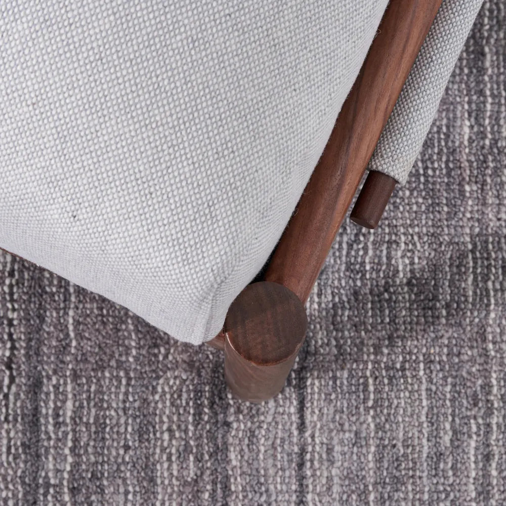 Olivia Ottoman Soft Grey Fabric Solid American Walnut