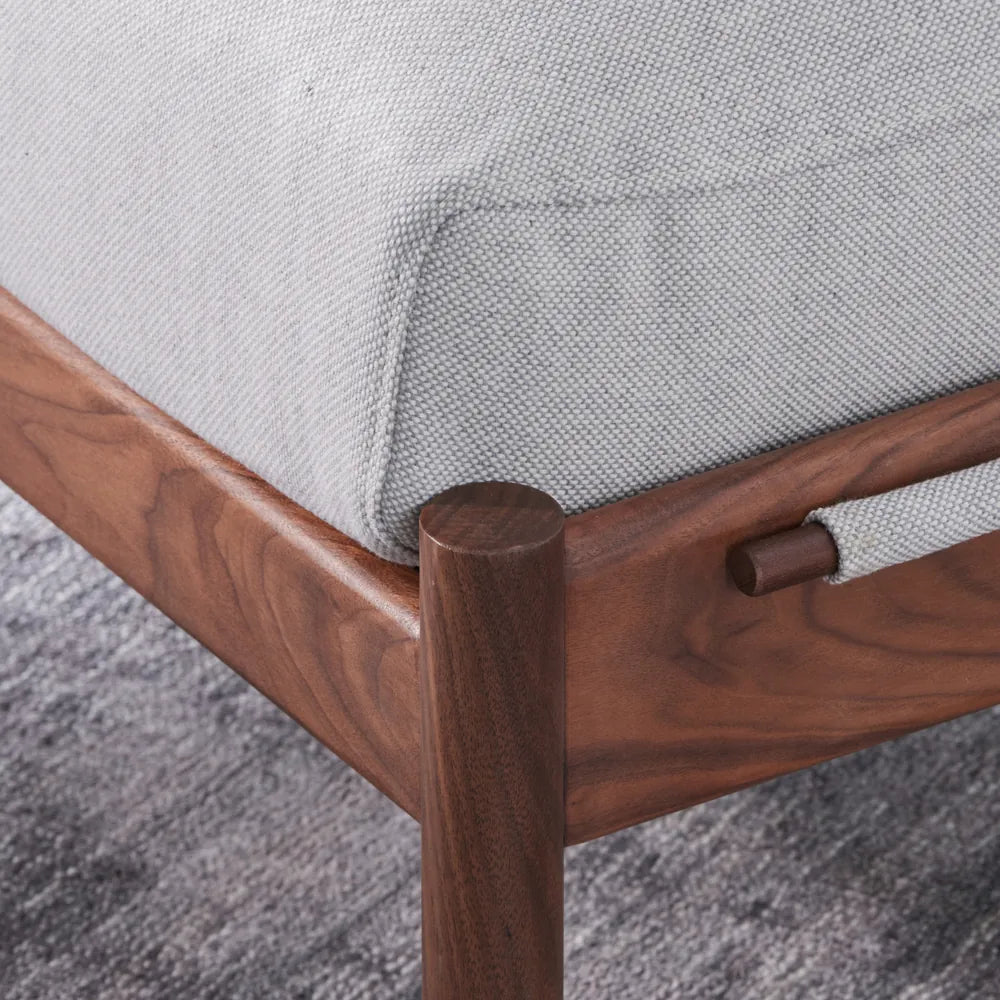 Olivia Ottoman Soft Grey Fabric Solid American Walnut