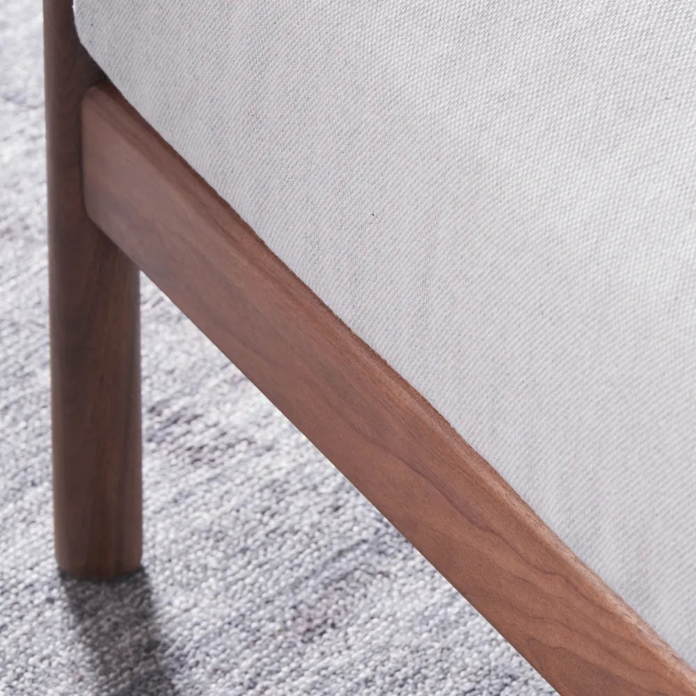 Olivia Ottoman Soft Grey Fabric Solid American Walnut