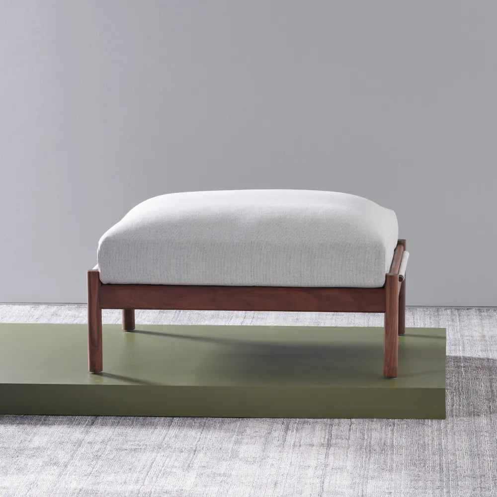 Olivia Ottoman Soft Grey Fabric Solid American Walnut