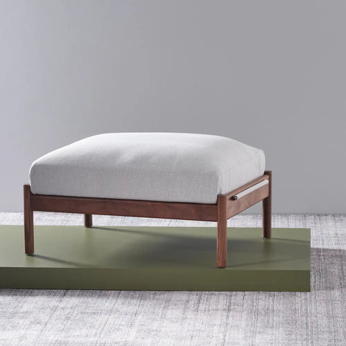 Olivia Ottoman Soft Grey Fabric Solid American Walnut