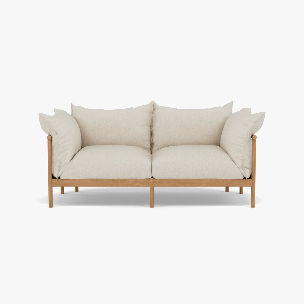 Olivia Sofa 2-Seater Sand Beige Velvet Solid American Oak