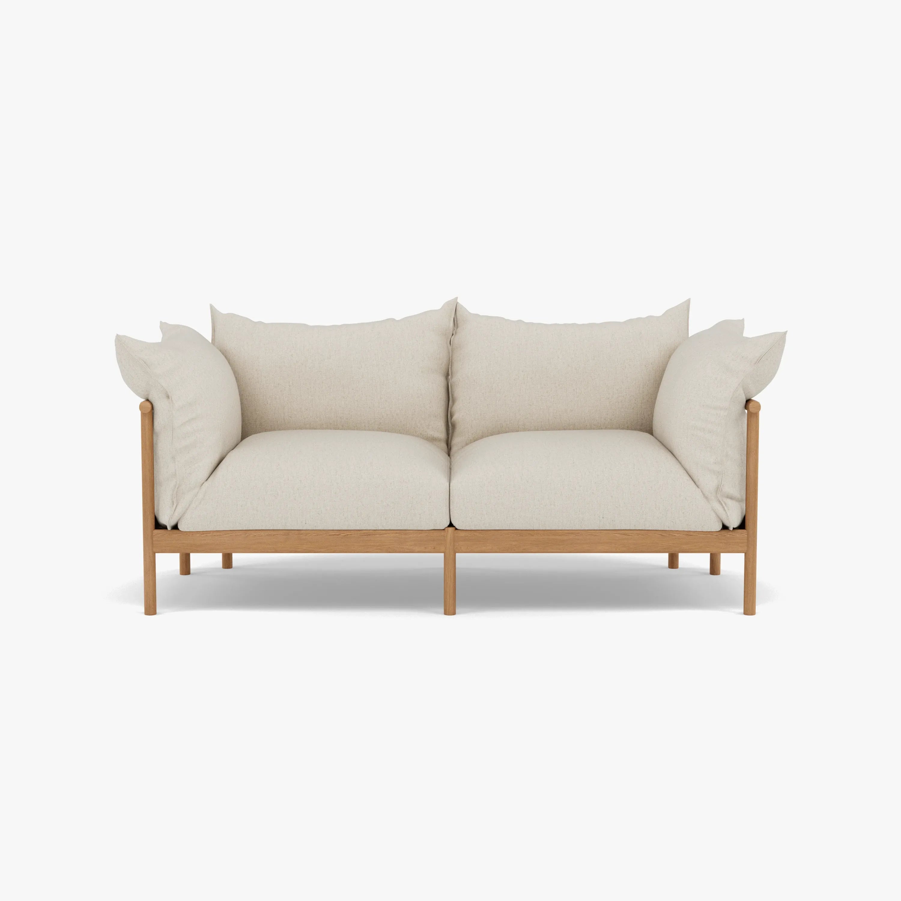 Olivia Sofa 2-Seater Sand Beige Velvet Solid American Oak