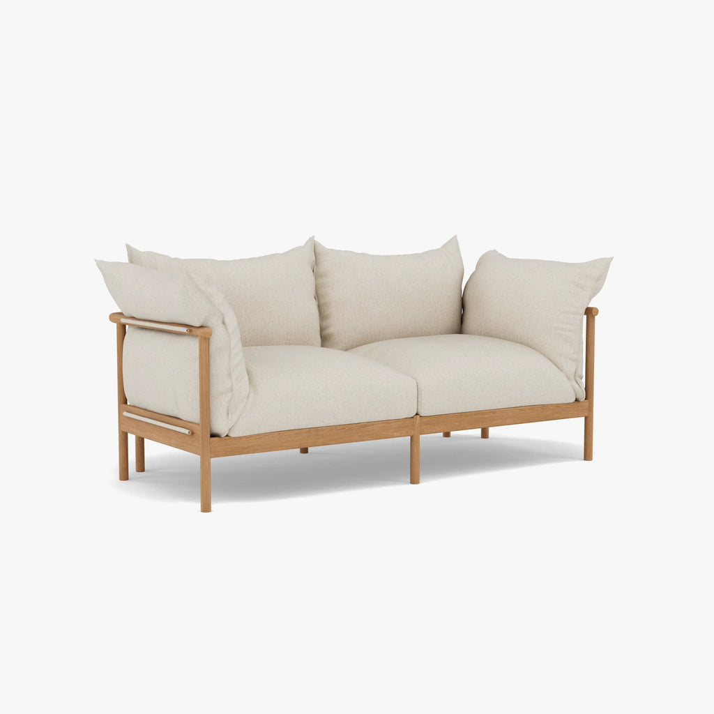 Olivia Sofa 2-Seater Sand Beige Velvet Solid American Oak