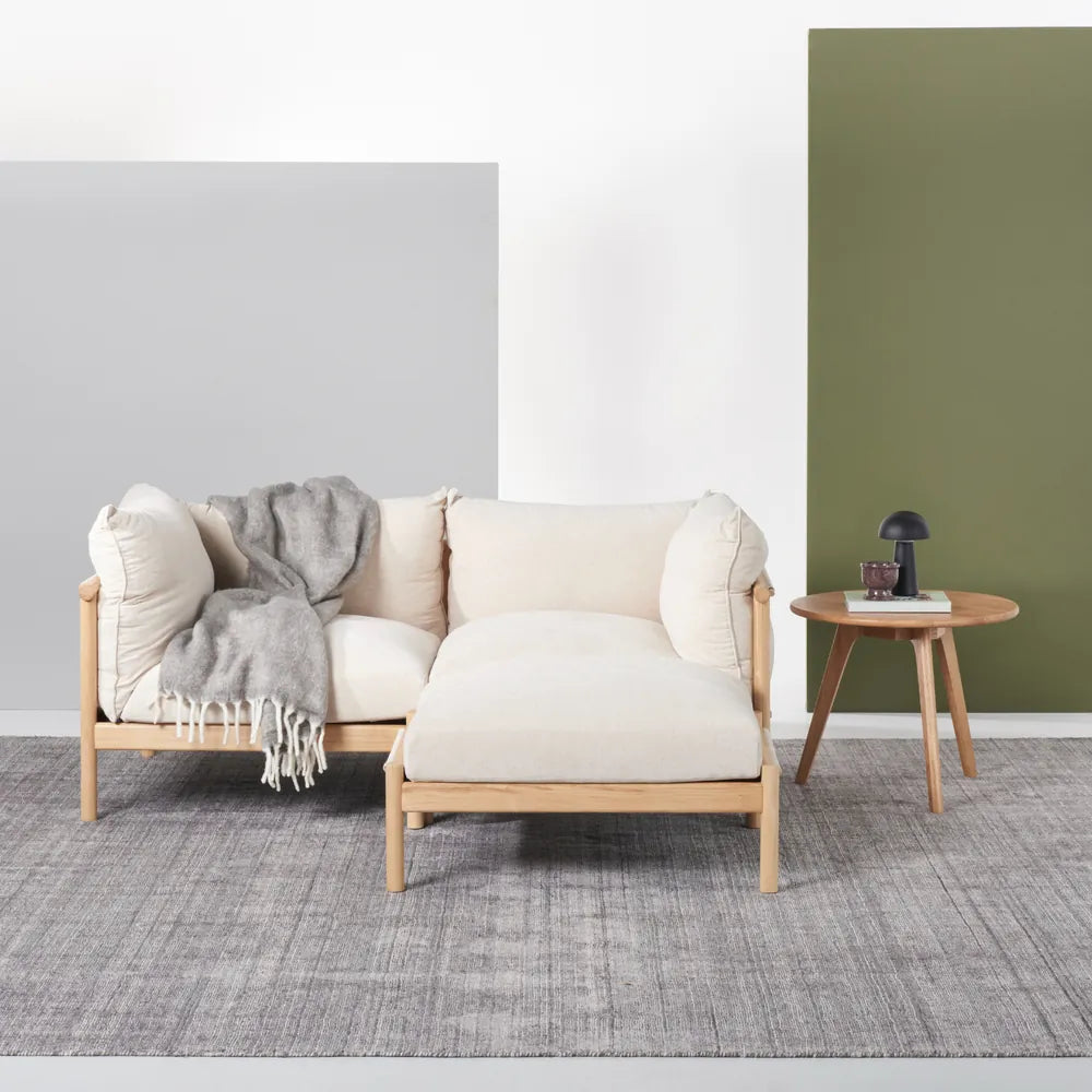 Olivia Sofa 2-Seater Sand Beige Velvet Solid American Oak